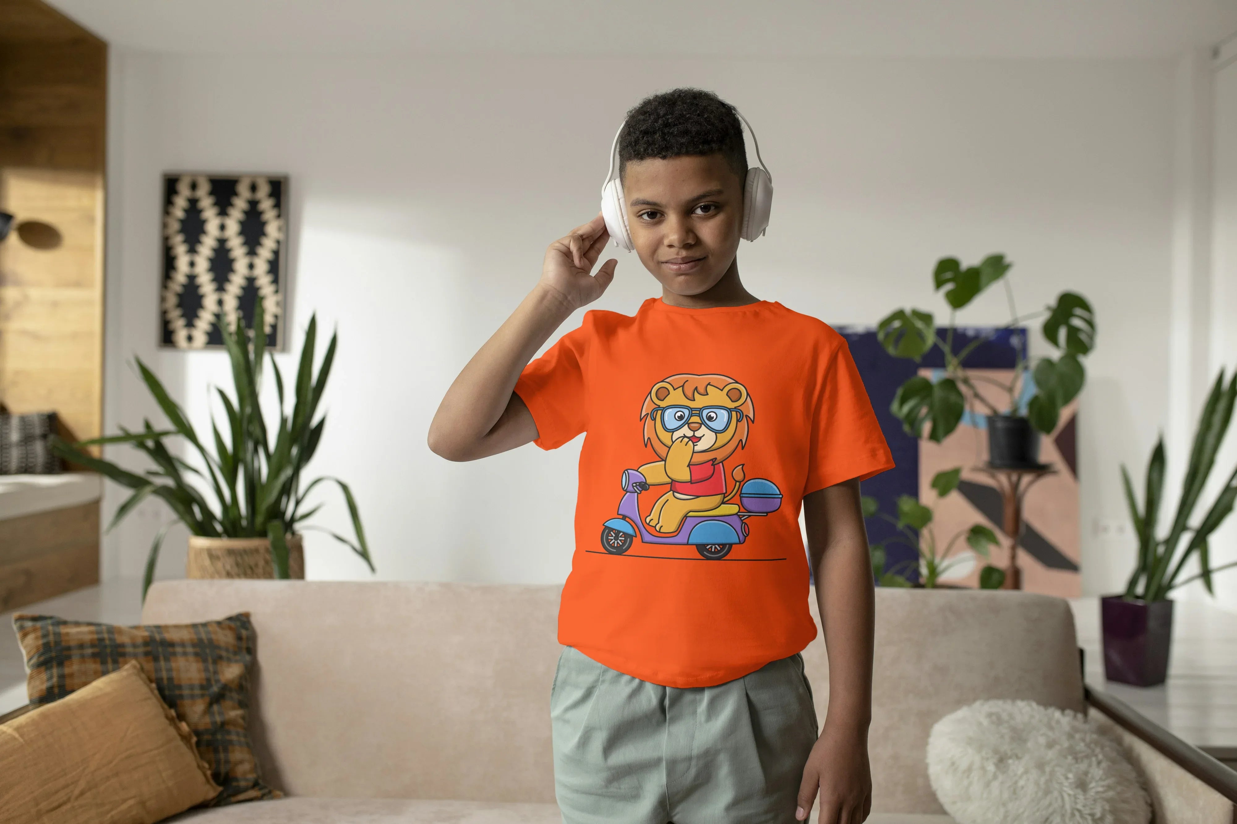 Lion on Scooter Graphic T-Shirt for Boys - Not So Suttle