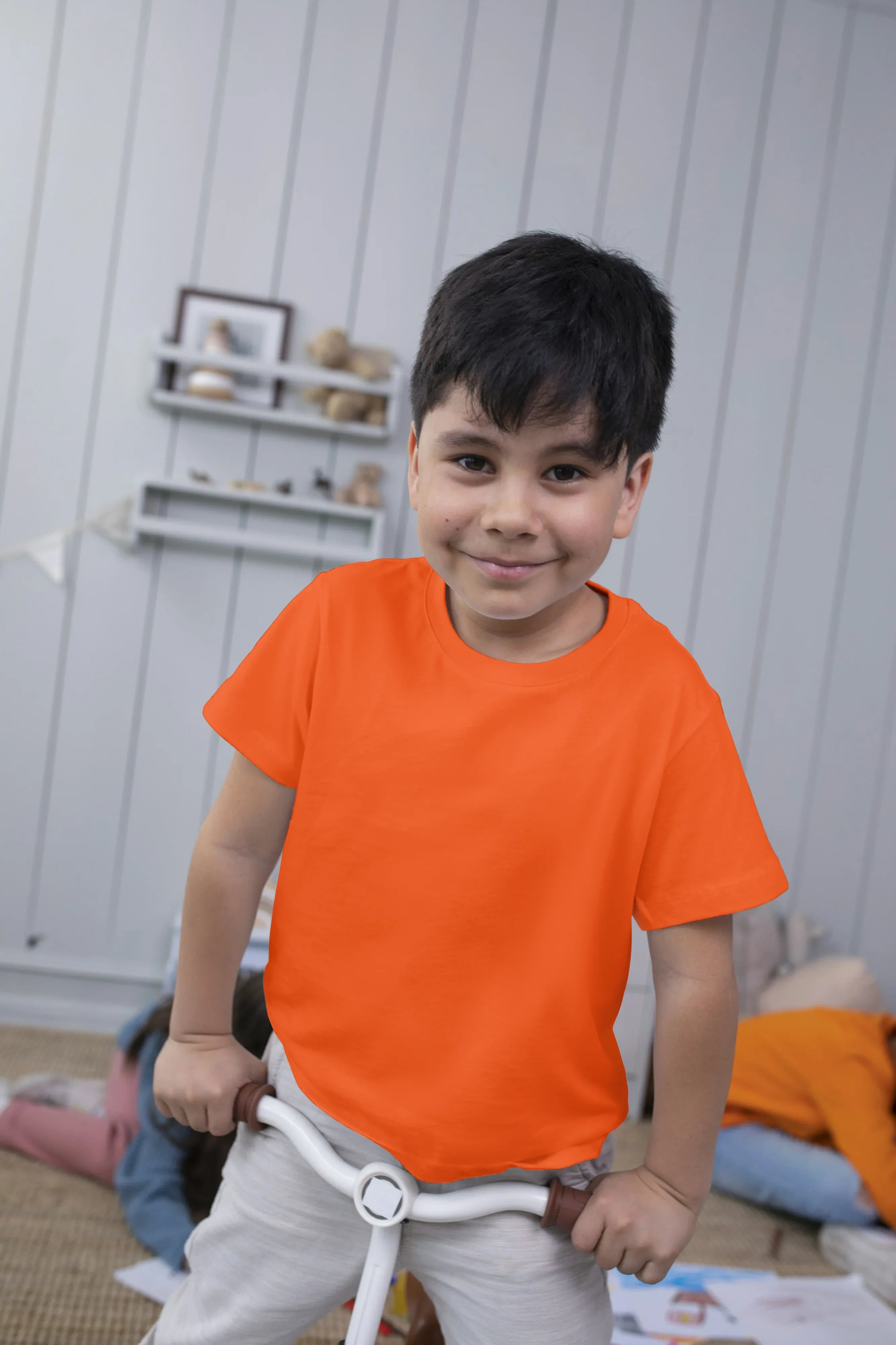 Boy's Crew Neck T-Shirt Orange - Not So Suttle