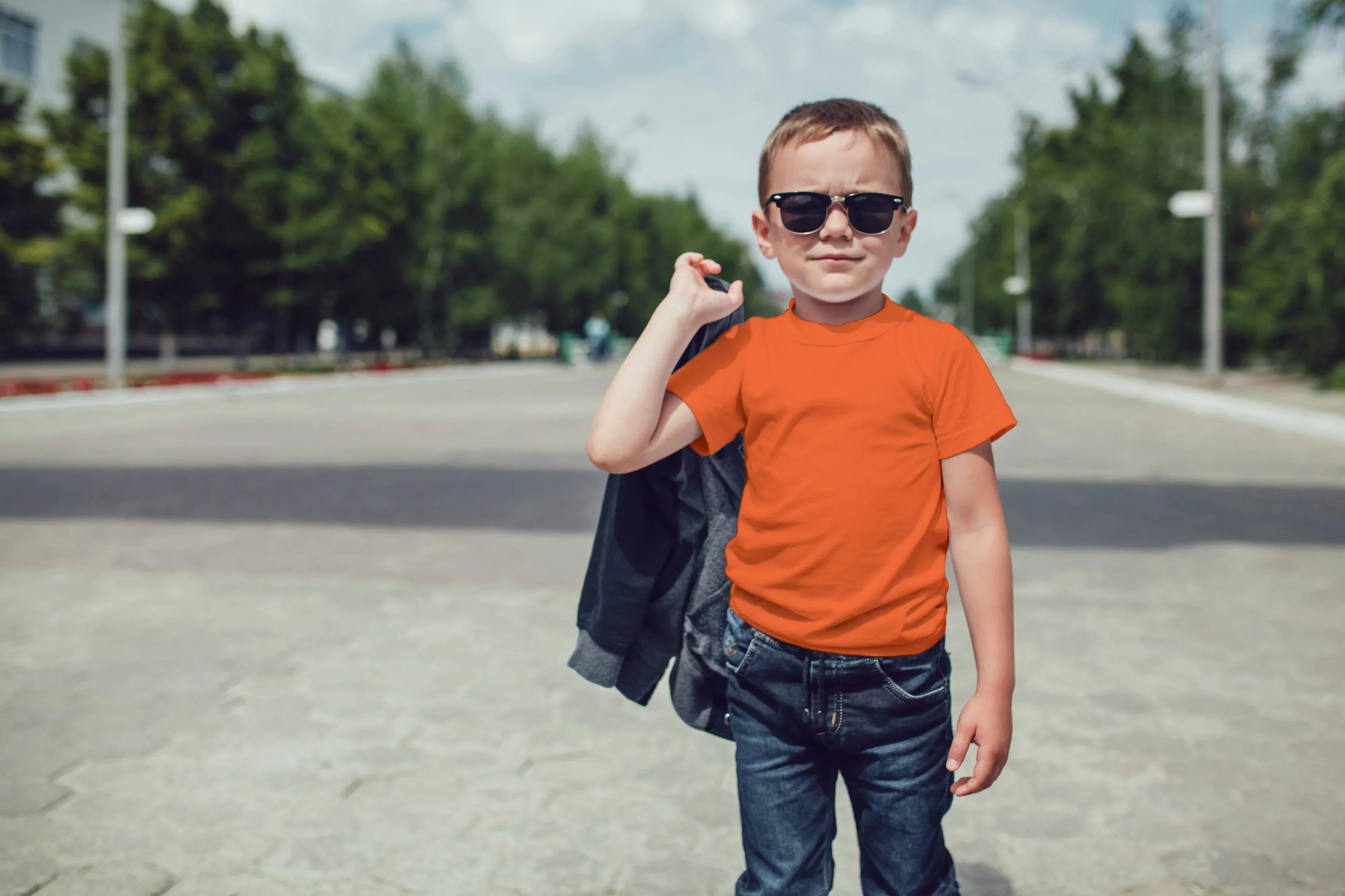 Boy's Crew Neck T-Shirt Orange - Not So Suttle