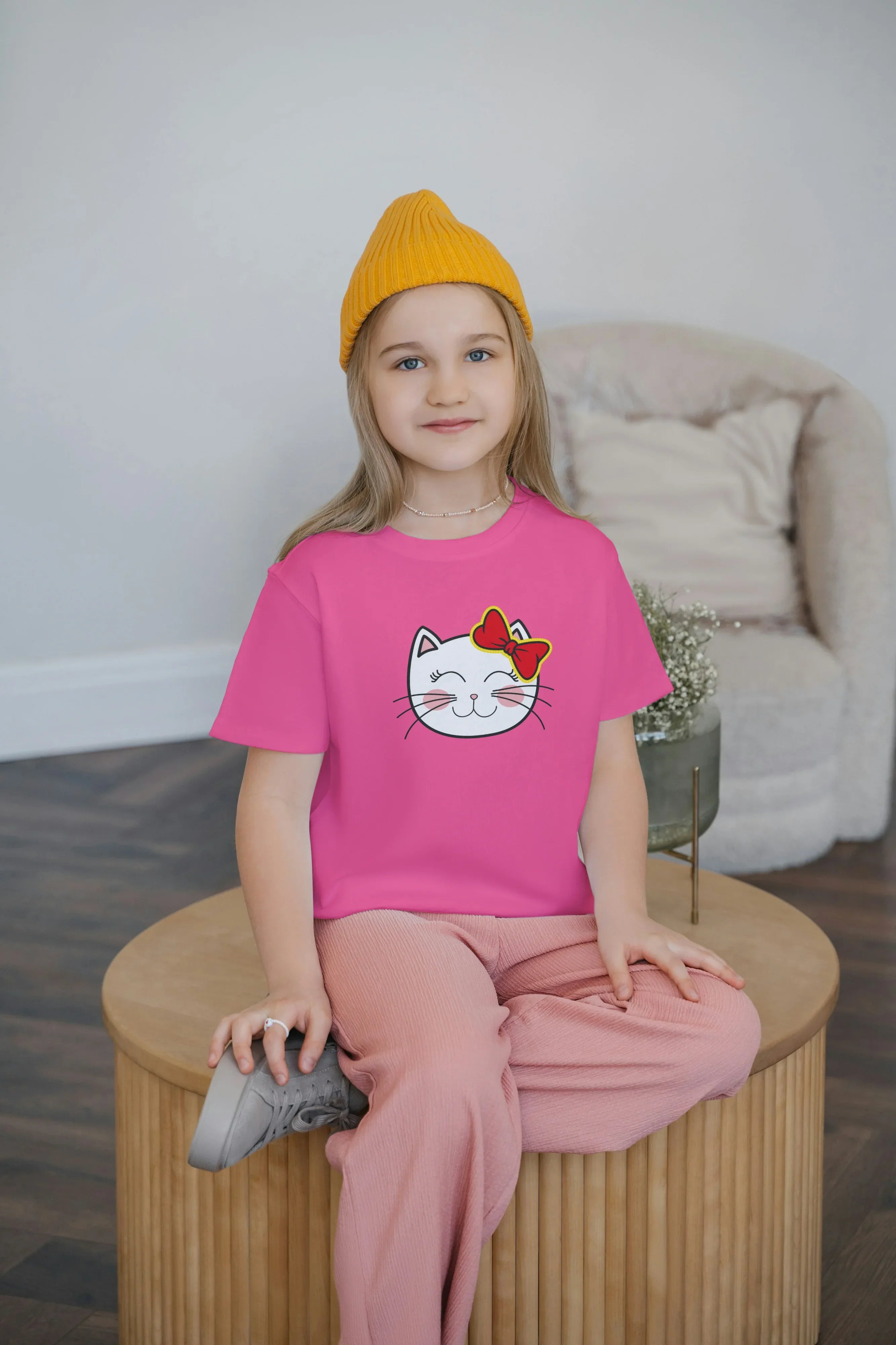 Kitty Crew Neck T-Shirt for Girl's - Not So Suttle