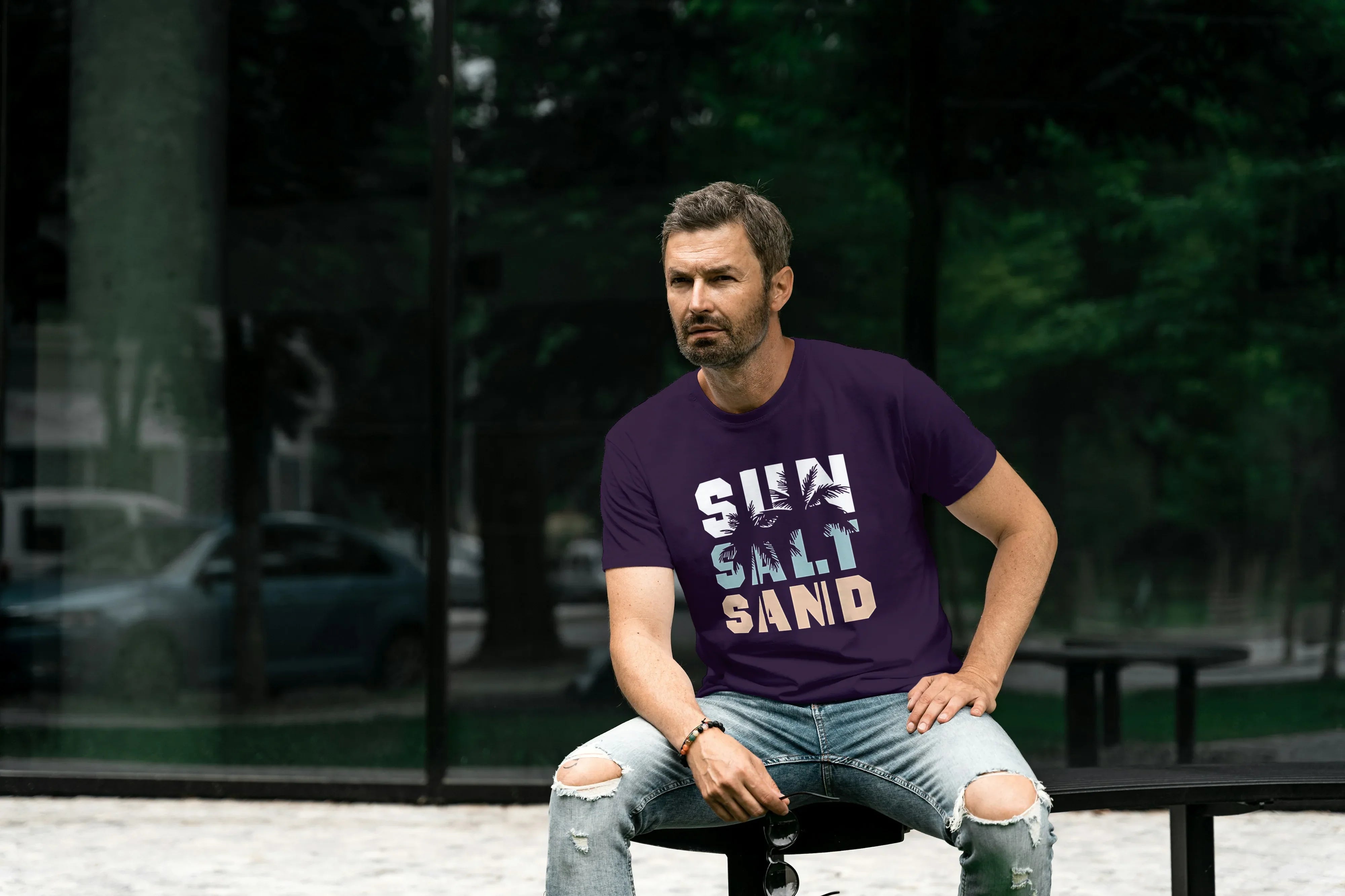 Sun Salt Sand Graphic Classic Crew T-Shirt for Men - Not So Suttle