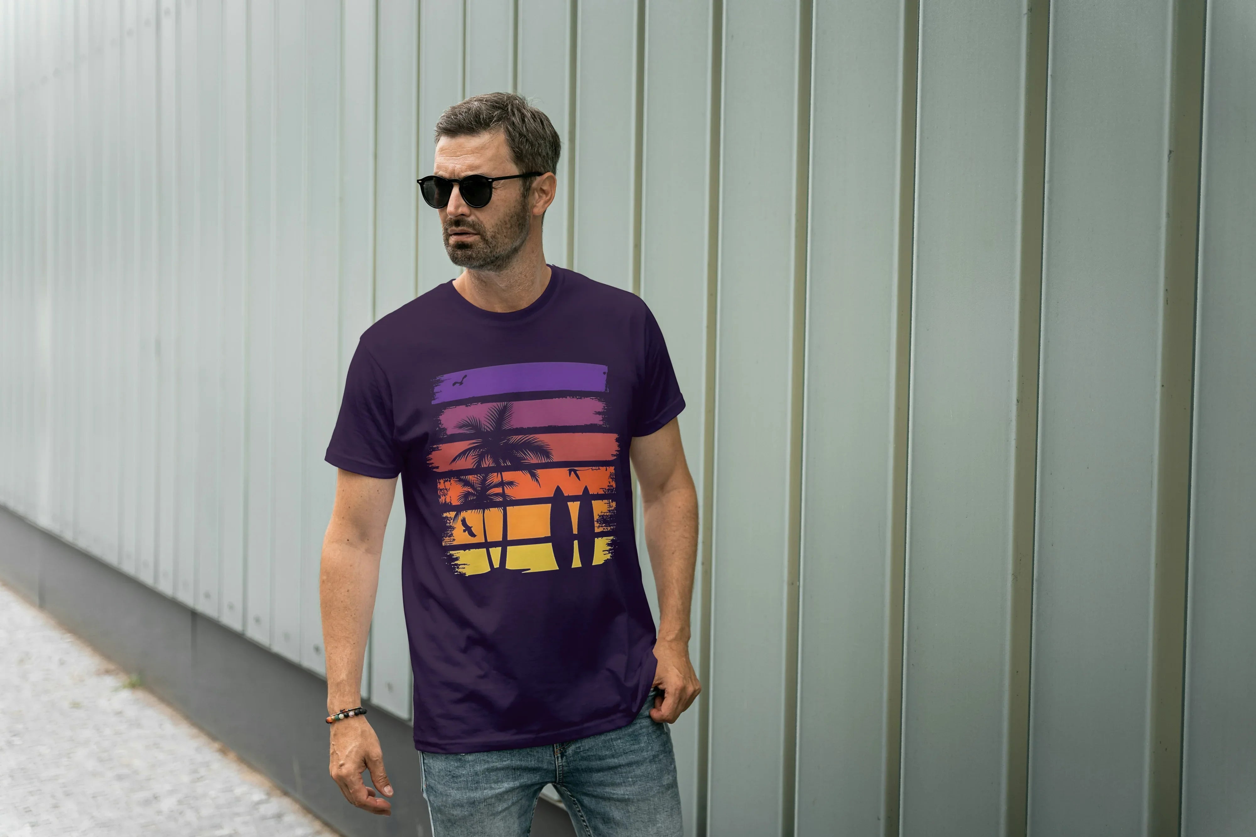 Beach Surf Graphic Classic Crew T-Shirt for Men - Not So Suttle