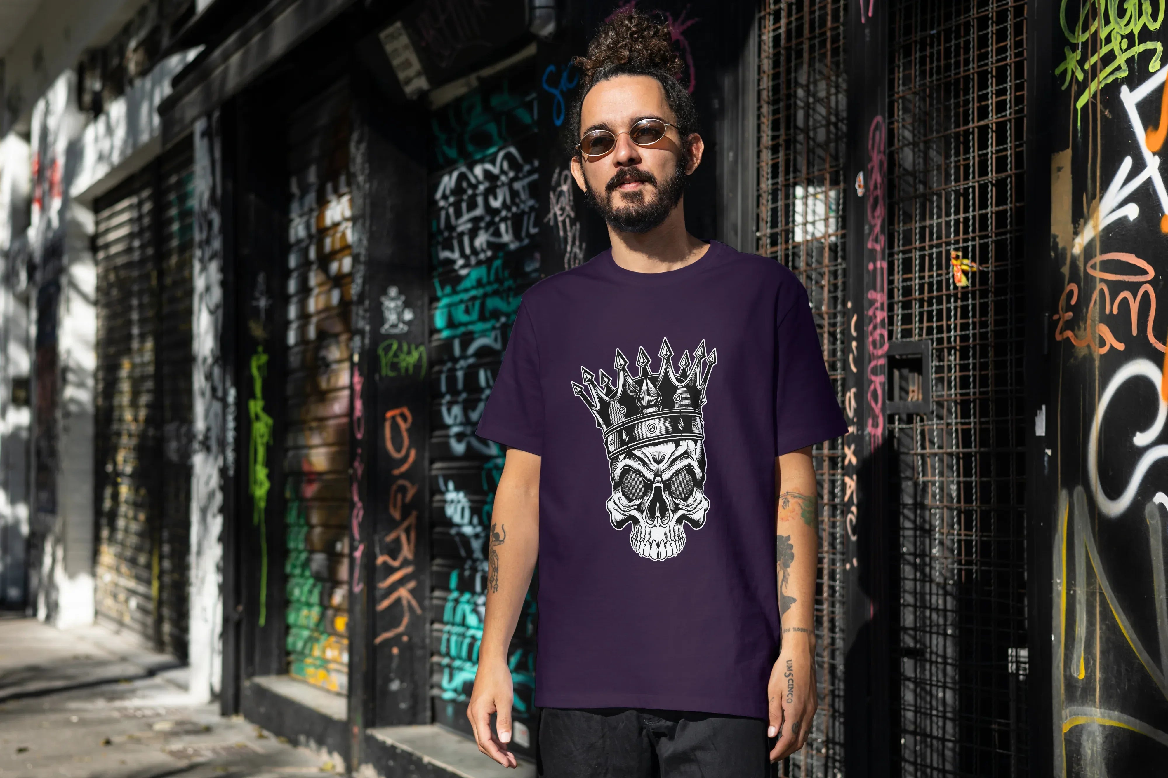 Crowned Skull Graphic Oversized Classic T-Shirt for Men - Not So Suttle