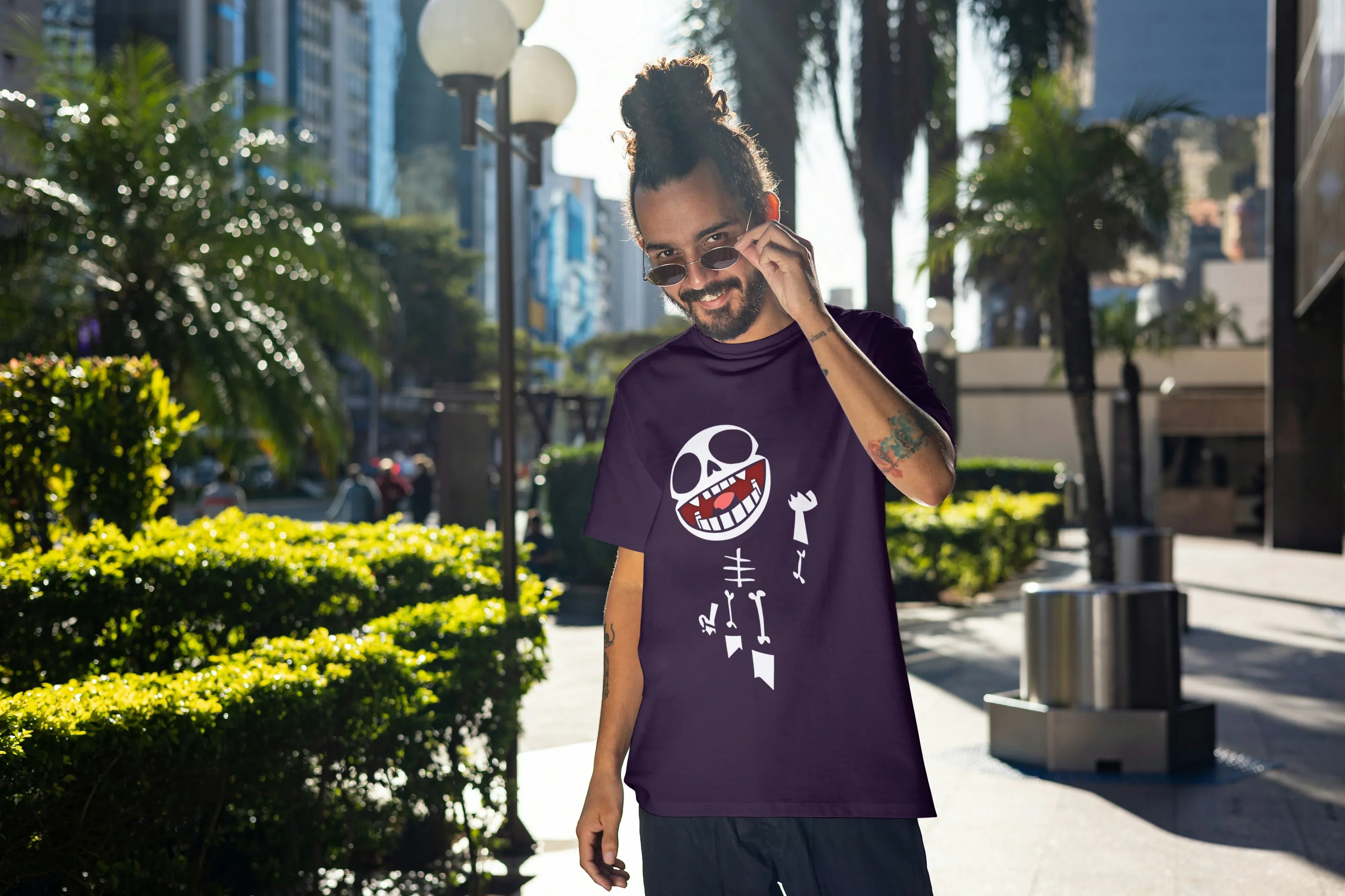 Dancing Skeleton Graphic Oversized Classic T-Shirt for Men - Not So Suttle