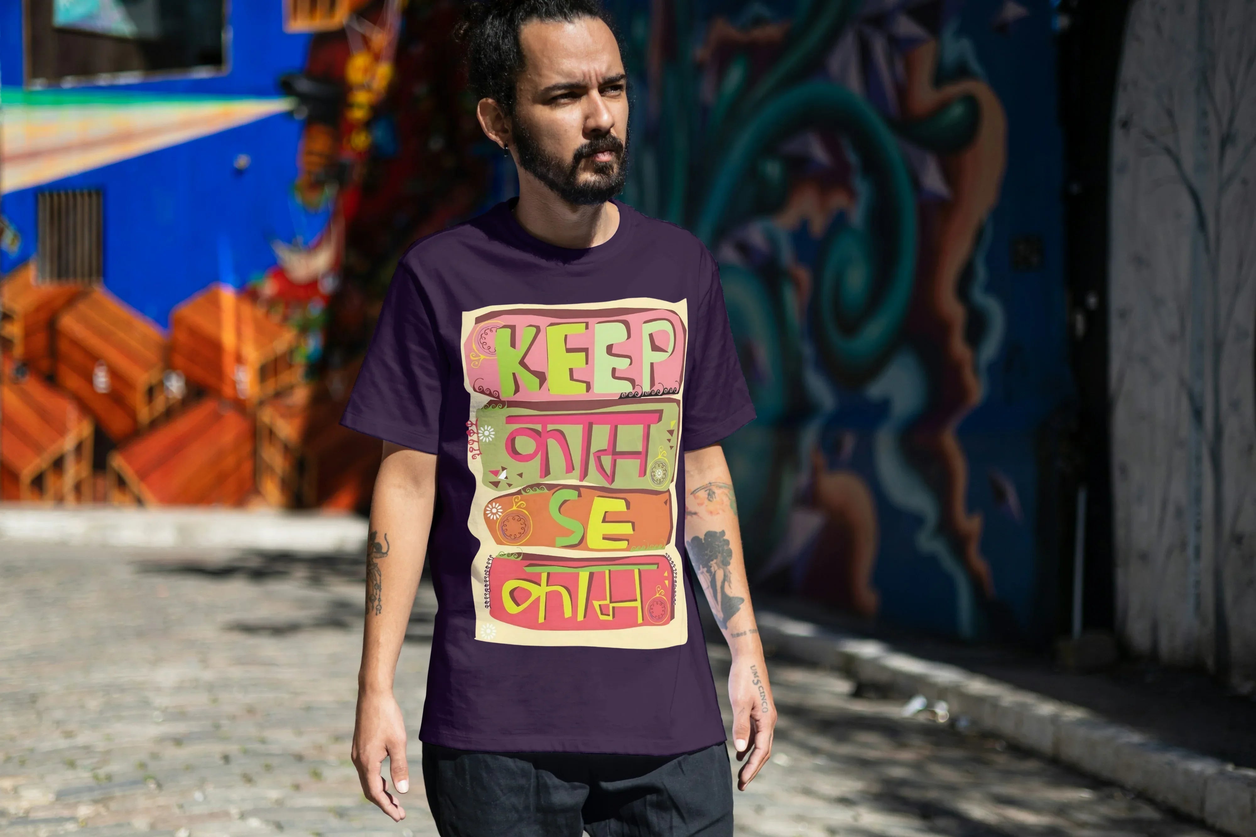 Keep Kaam Se Kaam Graphic Oversized Classic T-Shirt for Men - Not So Suttle