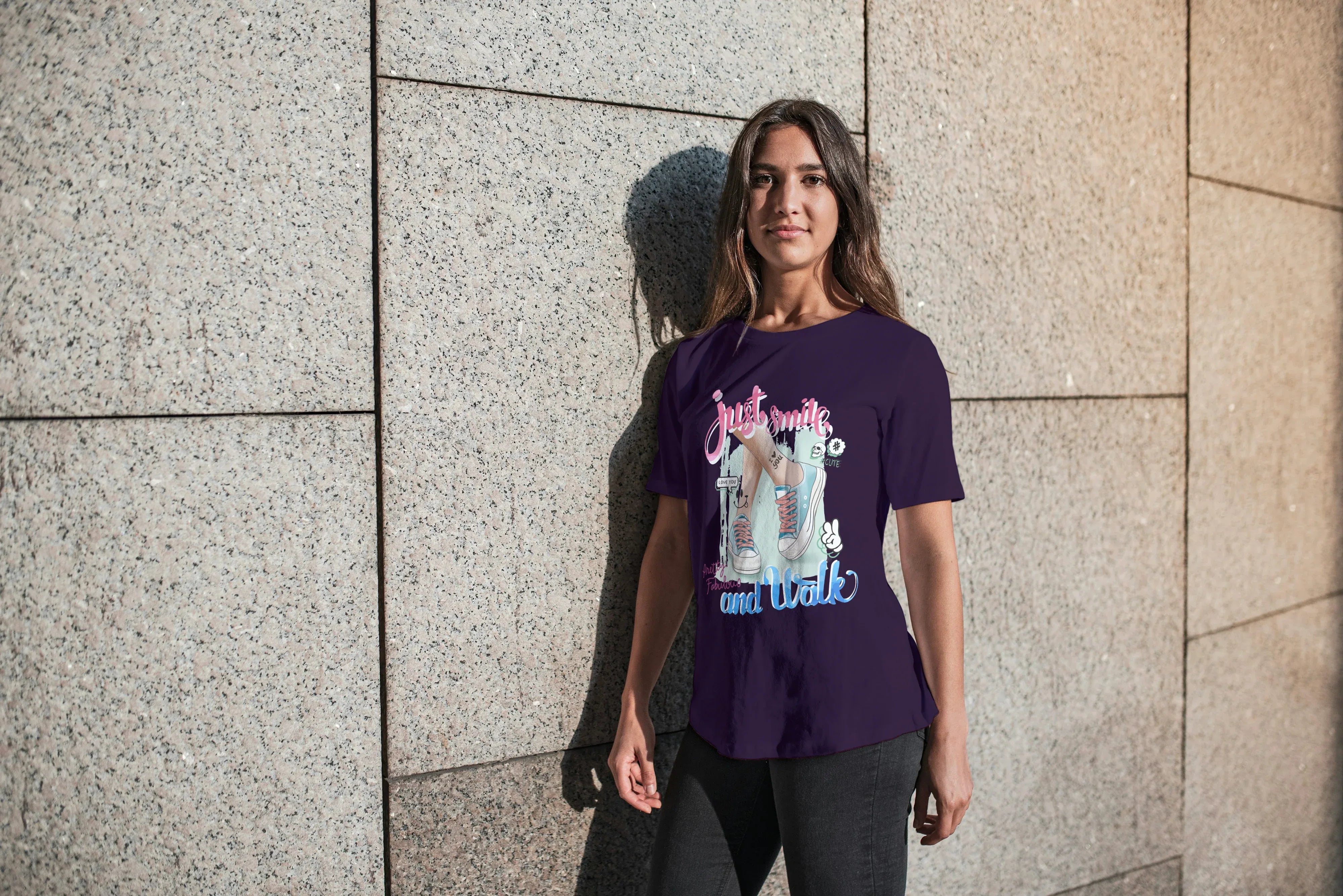 Just Smile and Walk Graphic Oversized Classic T-Shirt for Women - Not So Suttle