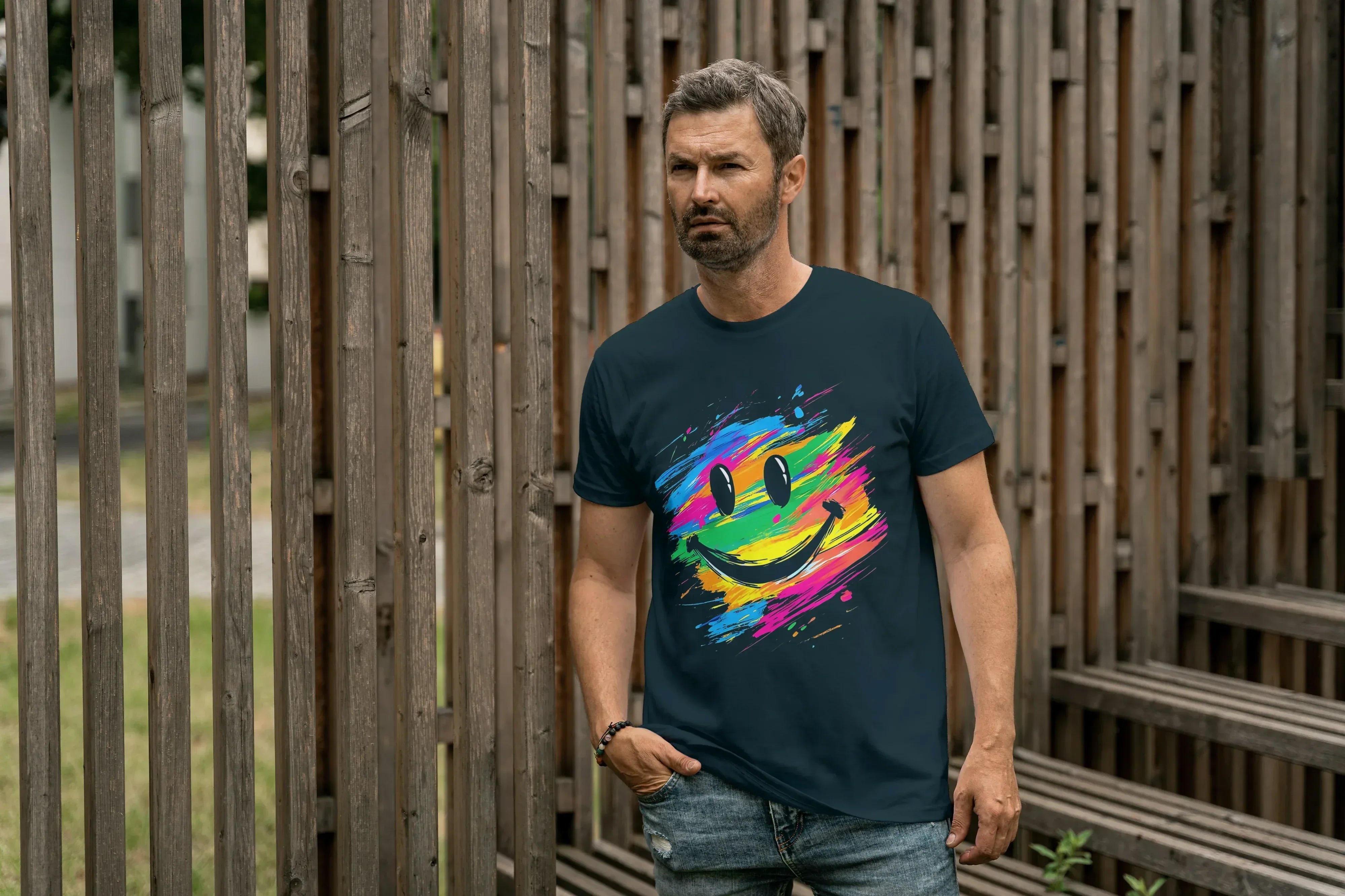 Color Smile Graphic T-Shirt for Men - Not So Suttle