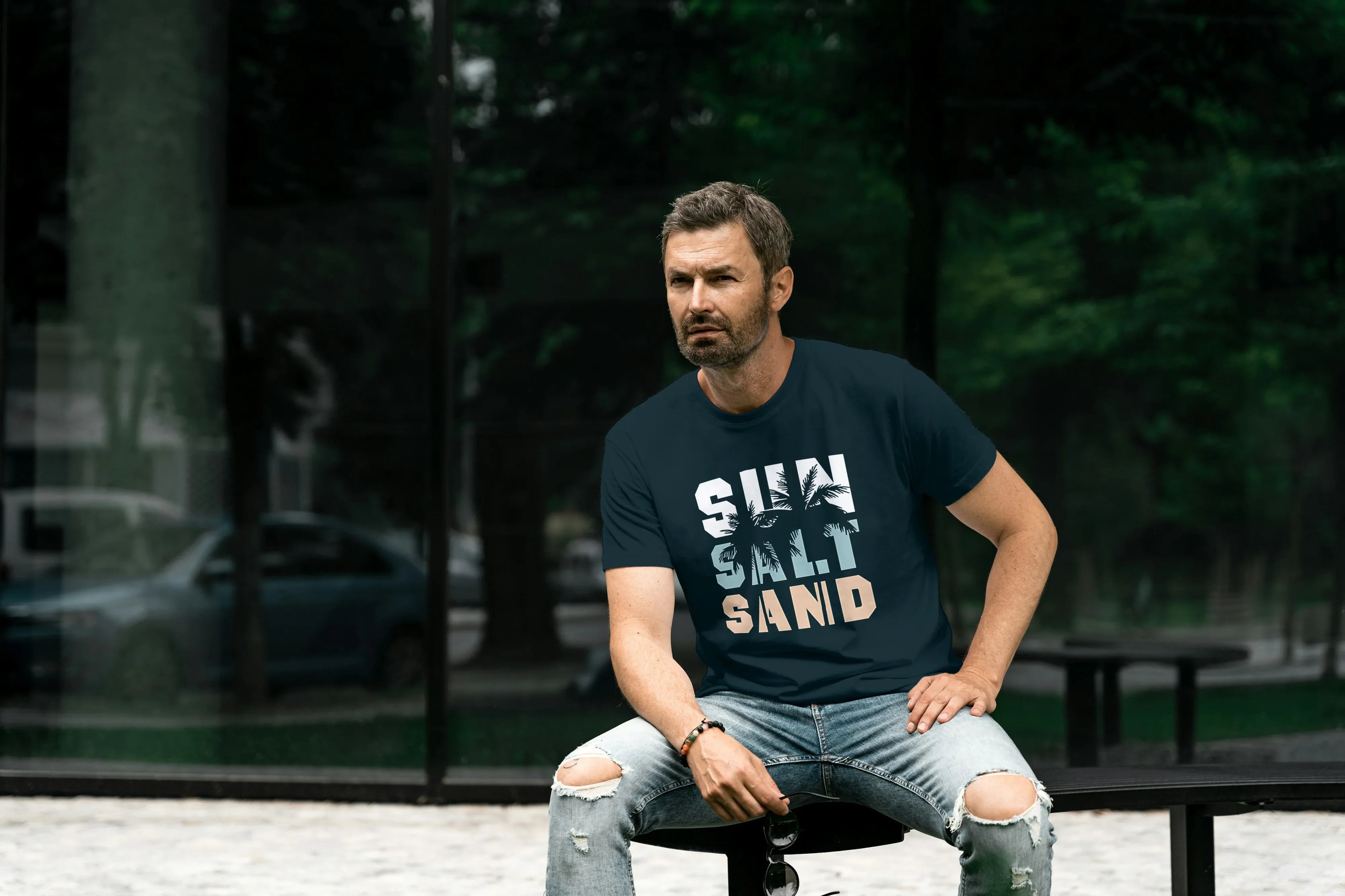 Sun Salt Sand Graphic Classic Crew T-Shirt for Men - Not So Suttle