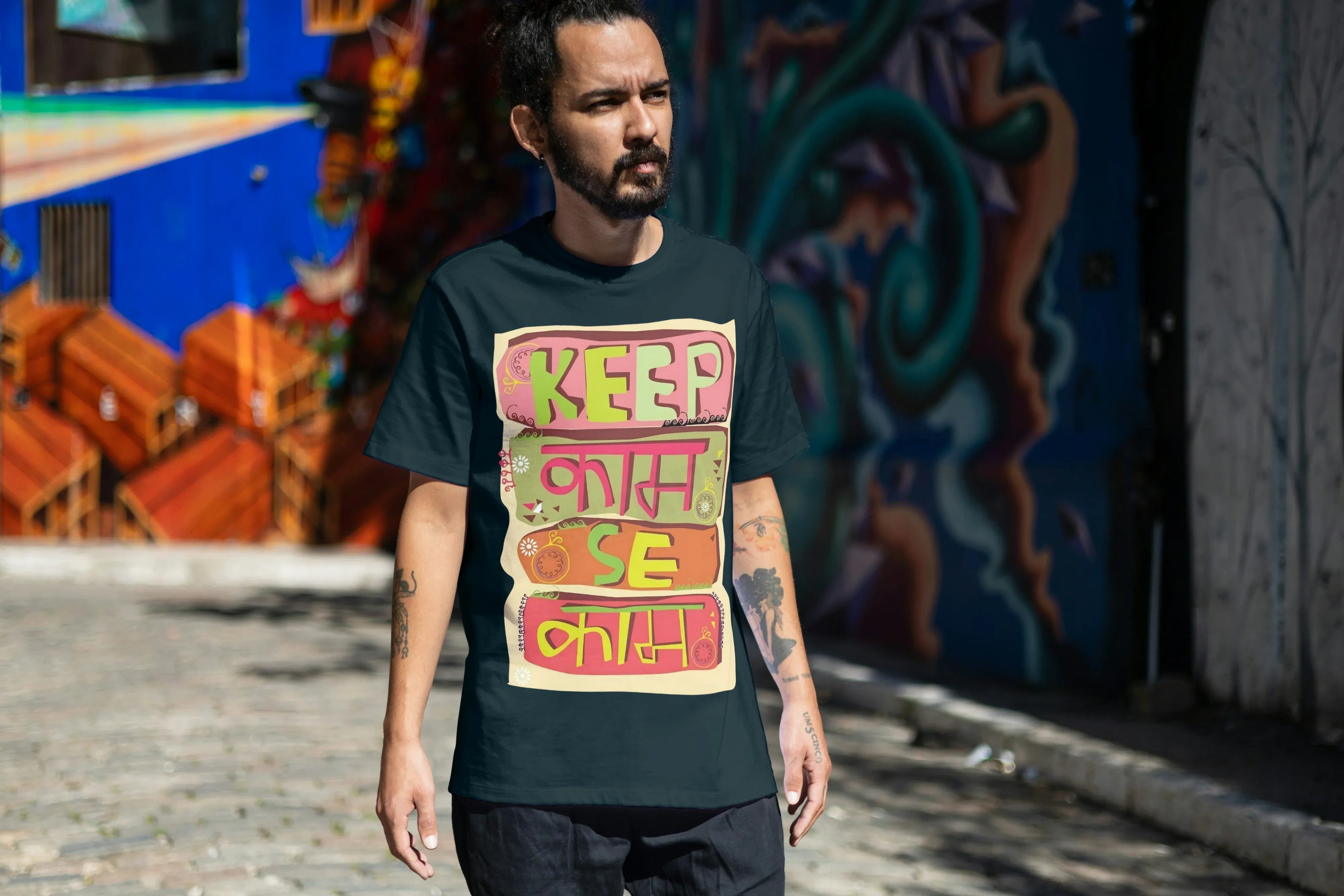 Keep Kaam Se Kaam Graphic Oversized Classic T-Shirt for Men - Not So Suttle