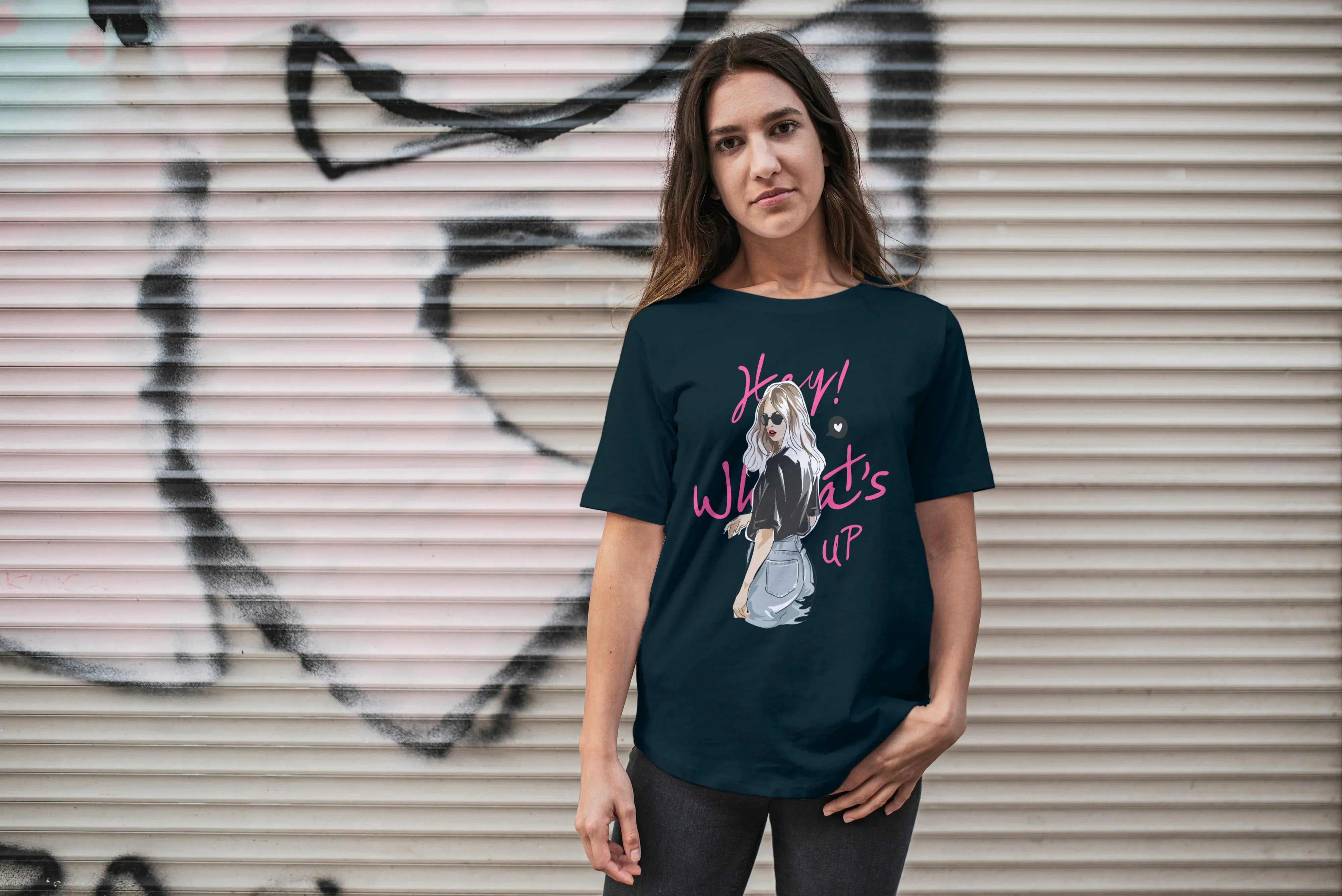 Hey ! What's Up Graphic Oversized Classic T-Shirt for Women - Not So Suttle