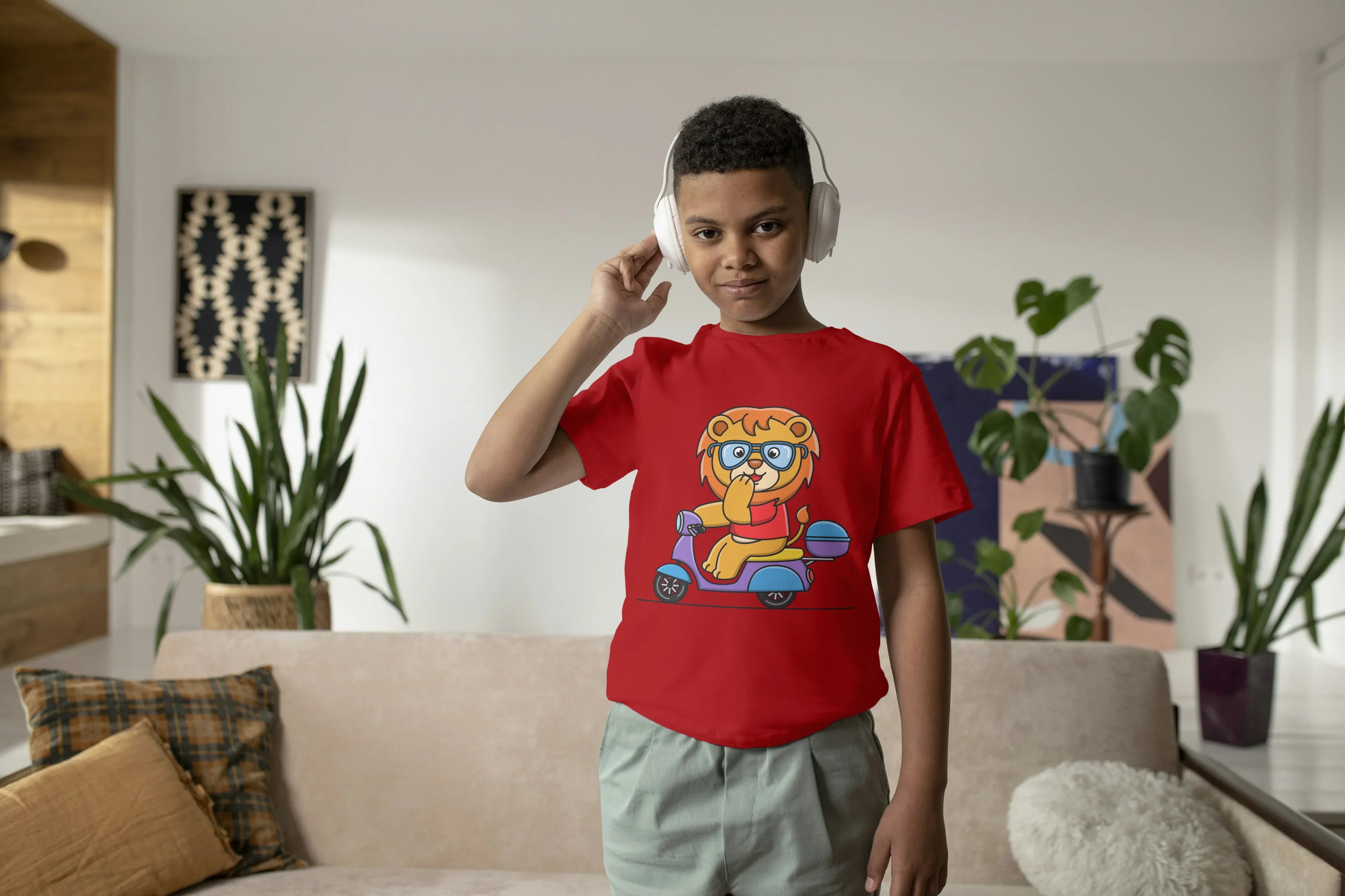 Lion on Scooter Graphic T-Shirt for Boys - Not So Suttle