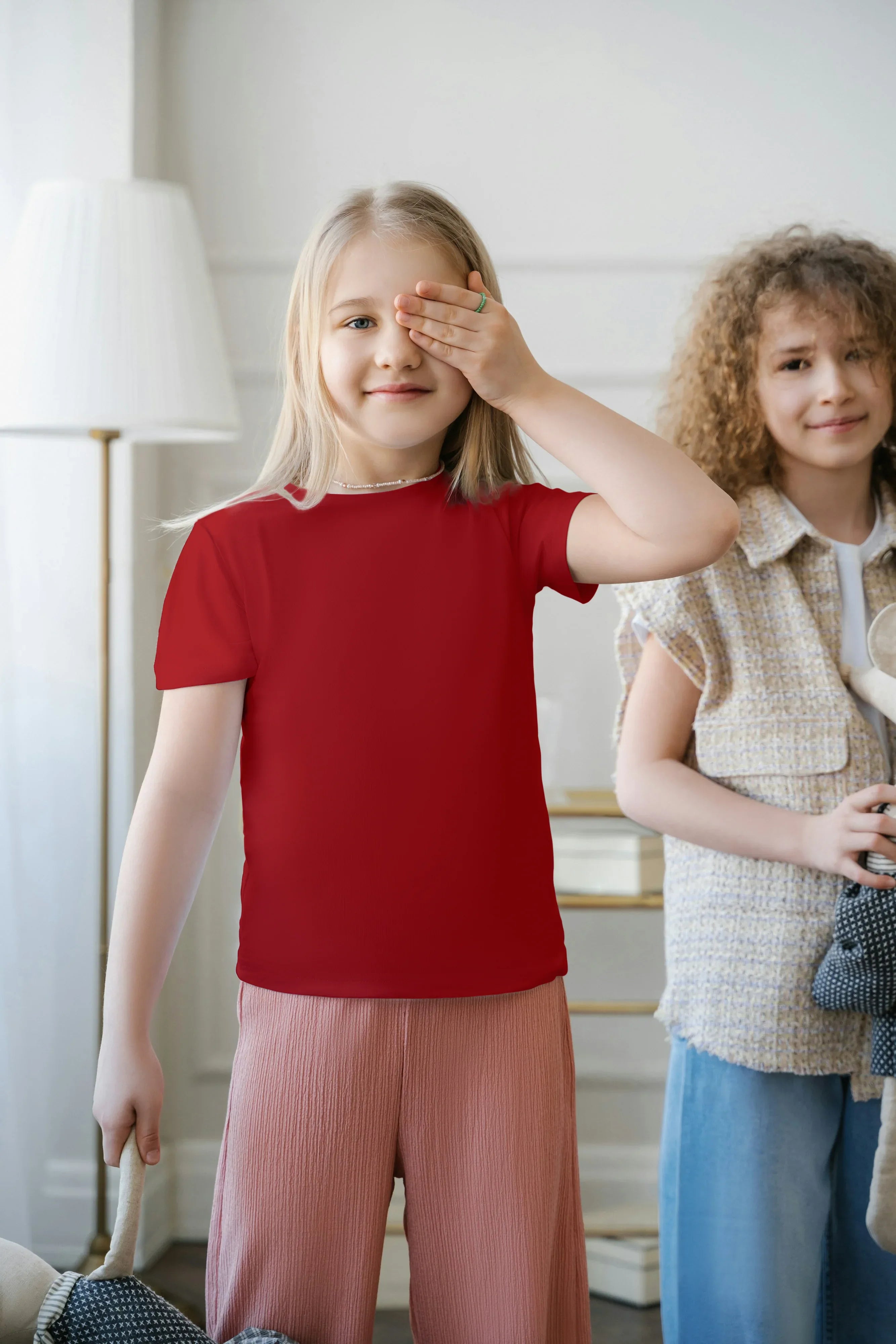 Girl's Crew Neck T-Shirt Red - Not So Suttle