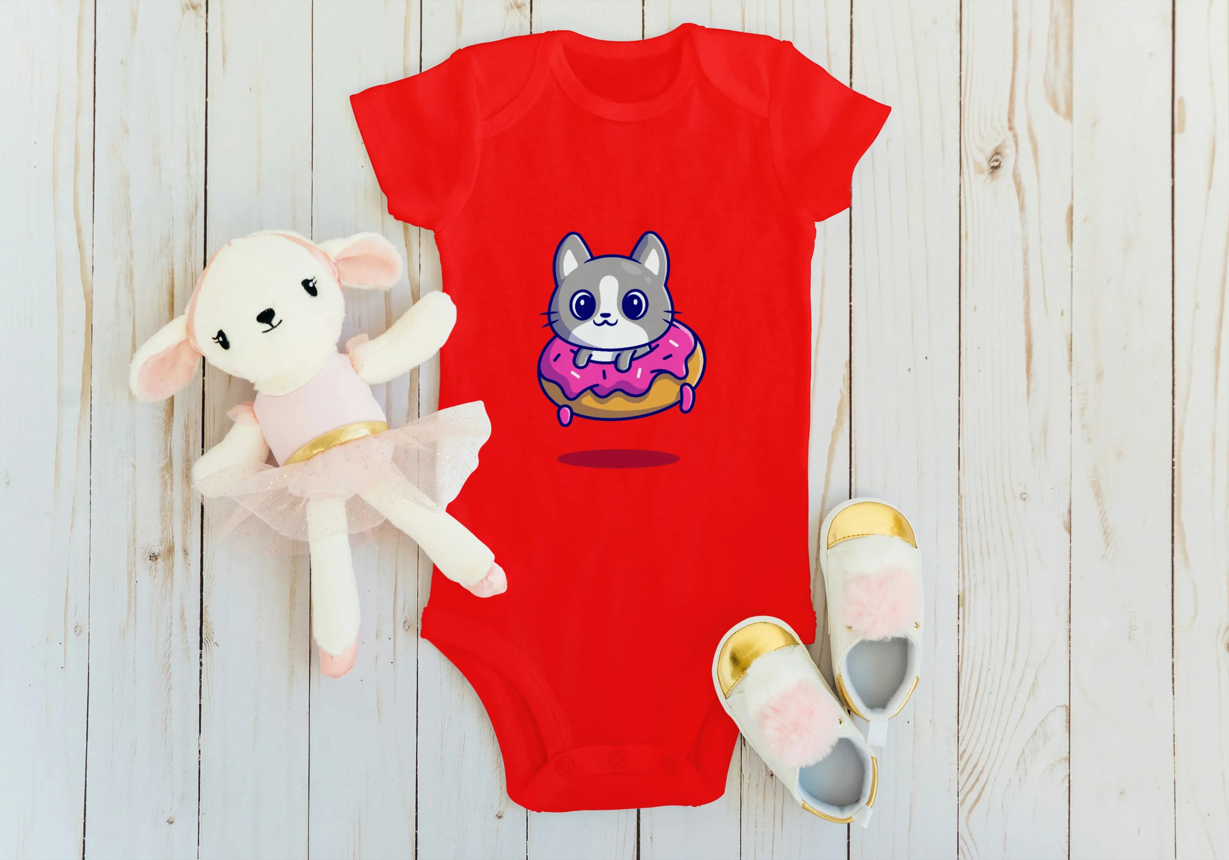 Kitten and Donut Graphic Kids Rompers - Not So Suttle