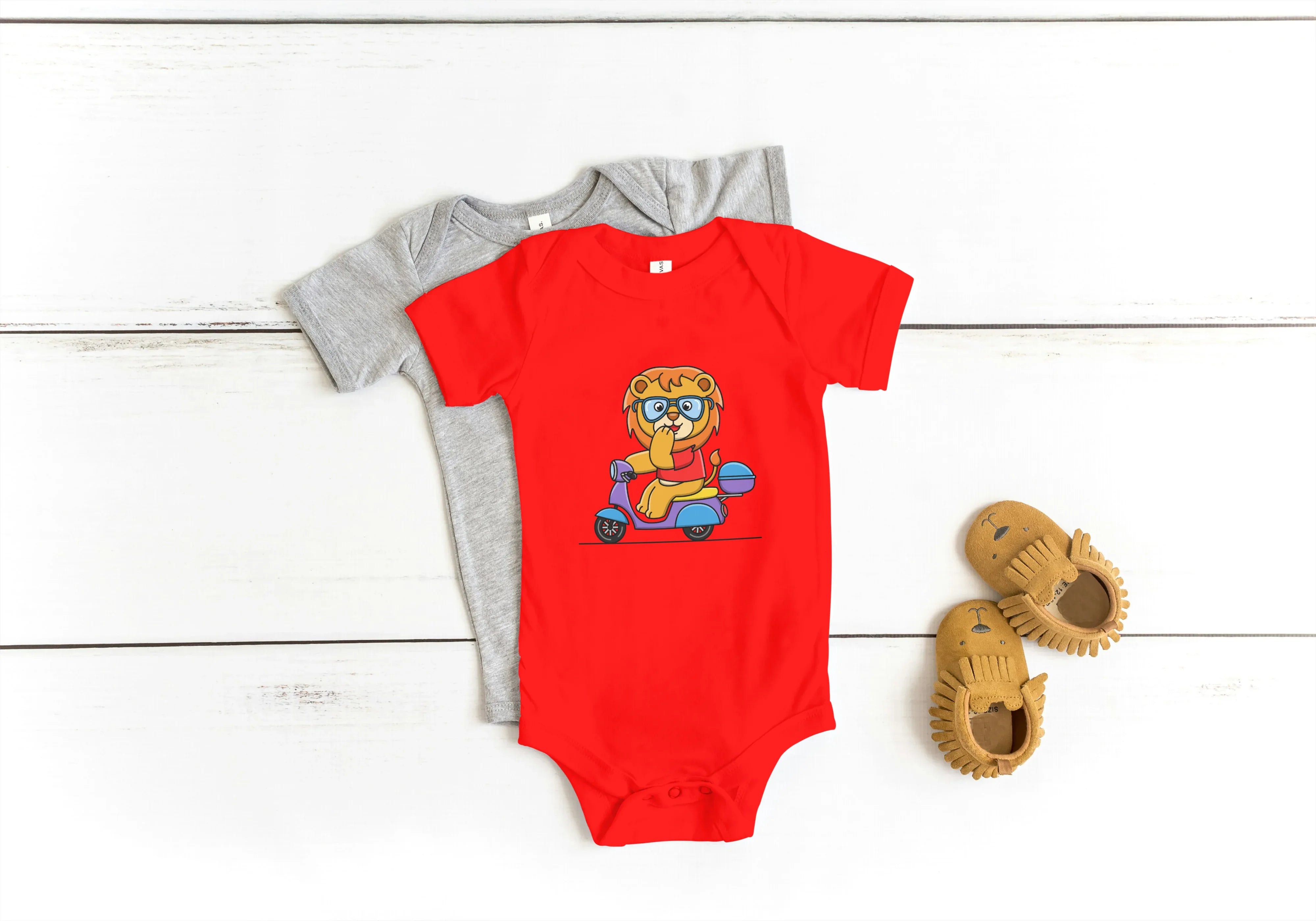 Lion on Scooter Graphic Kids Rompers - Not So Suttle
