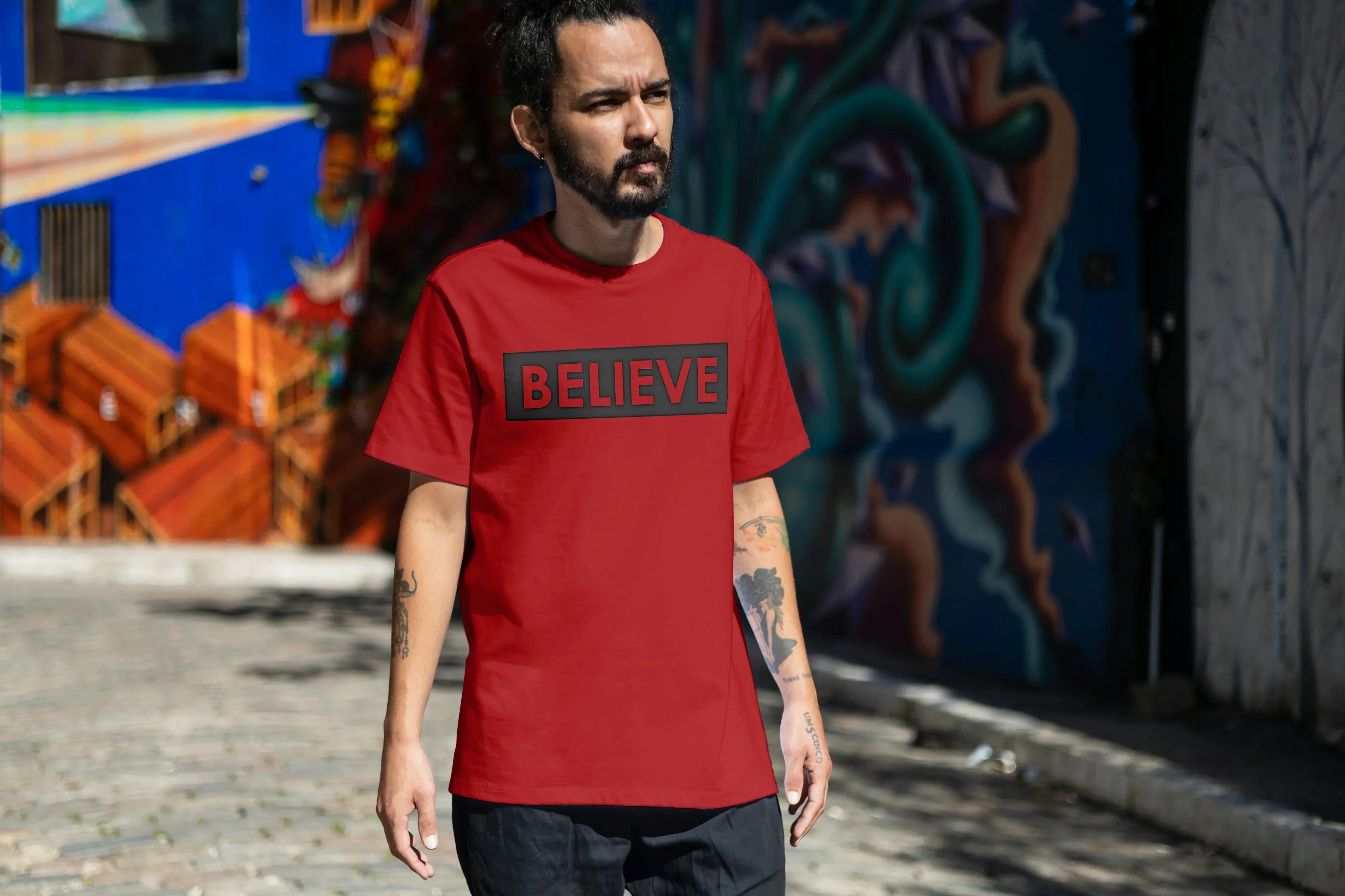 Believe Graphic Oversized Classic T-Shirt for Men - Not So Suttle