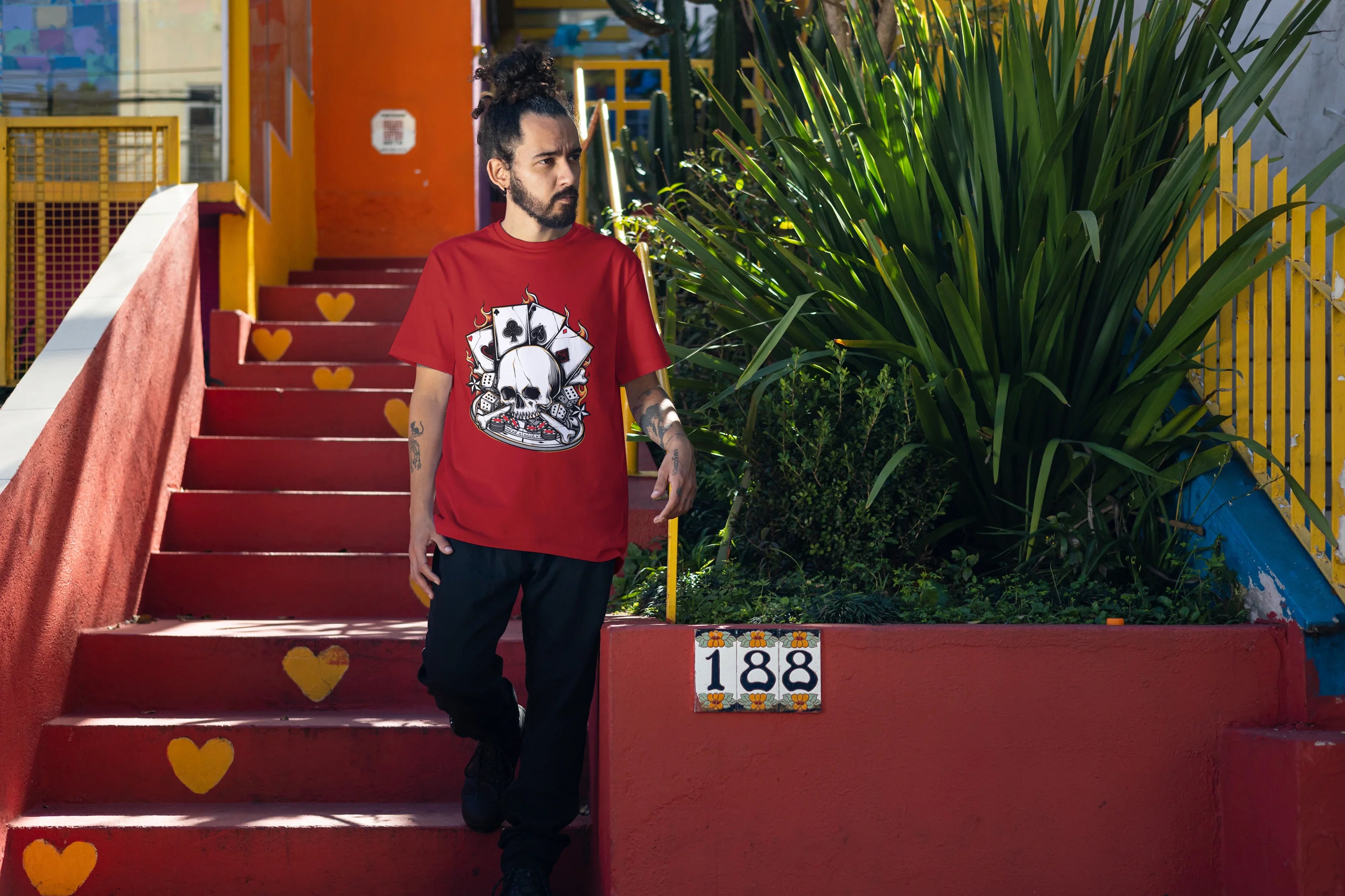 Poker Skull Graphic Oversized Classic T-Shirt for Men - Not So Suttle