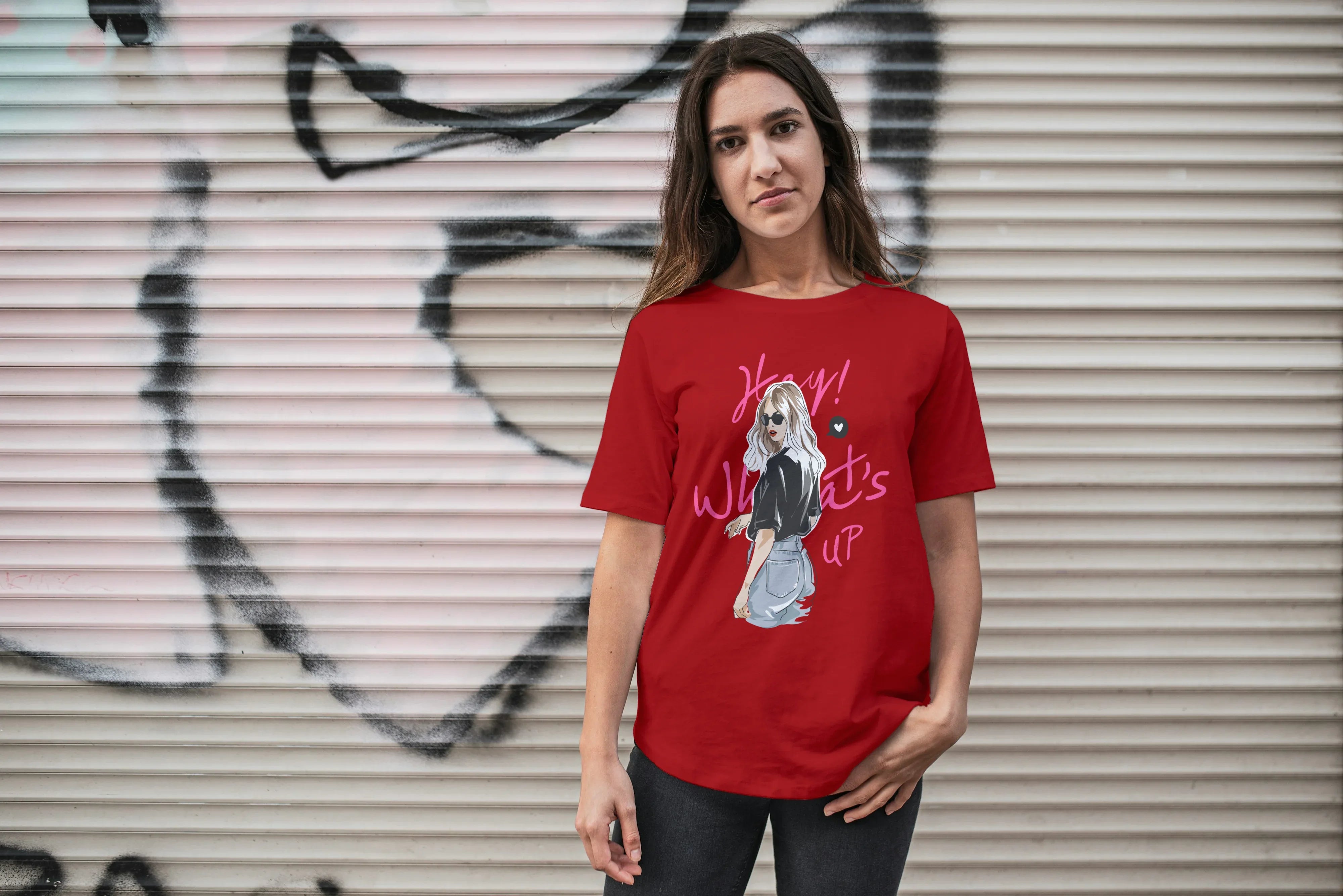 Hey ! What's Up Graphic Oversized Classic T-Shirt for Women - Not So Suttle