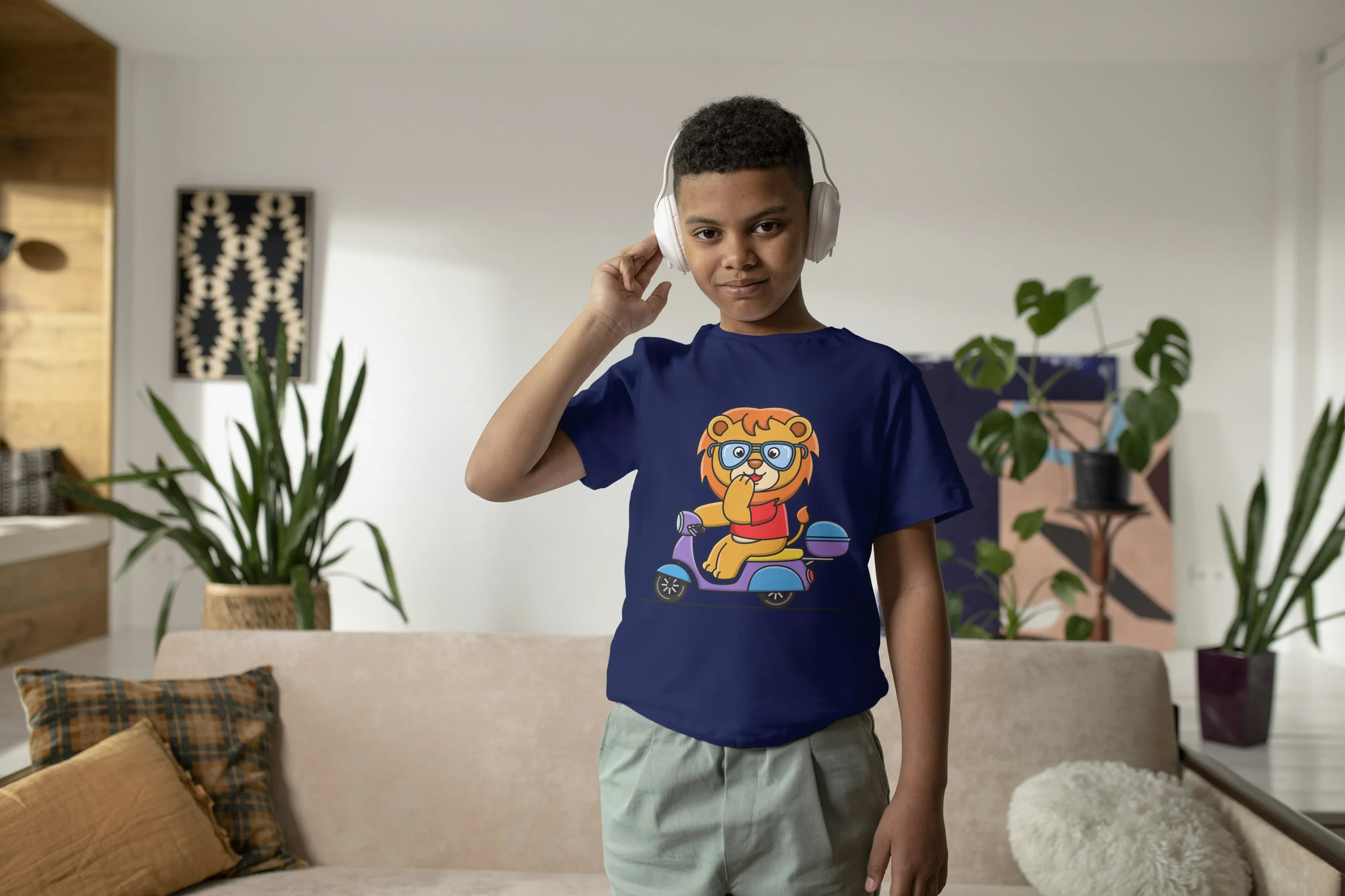 Lion on Scooter Graphic T-Shirt for Boys - Not So Suttle