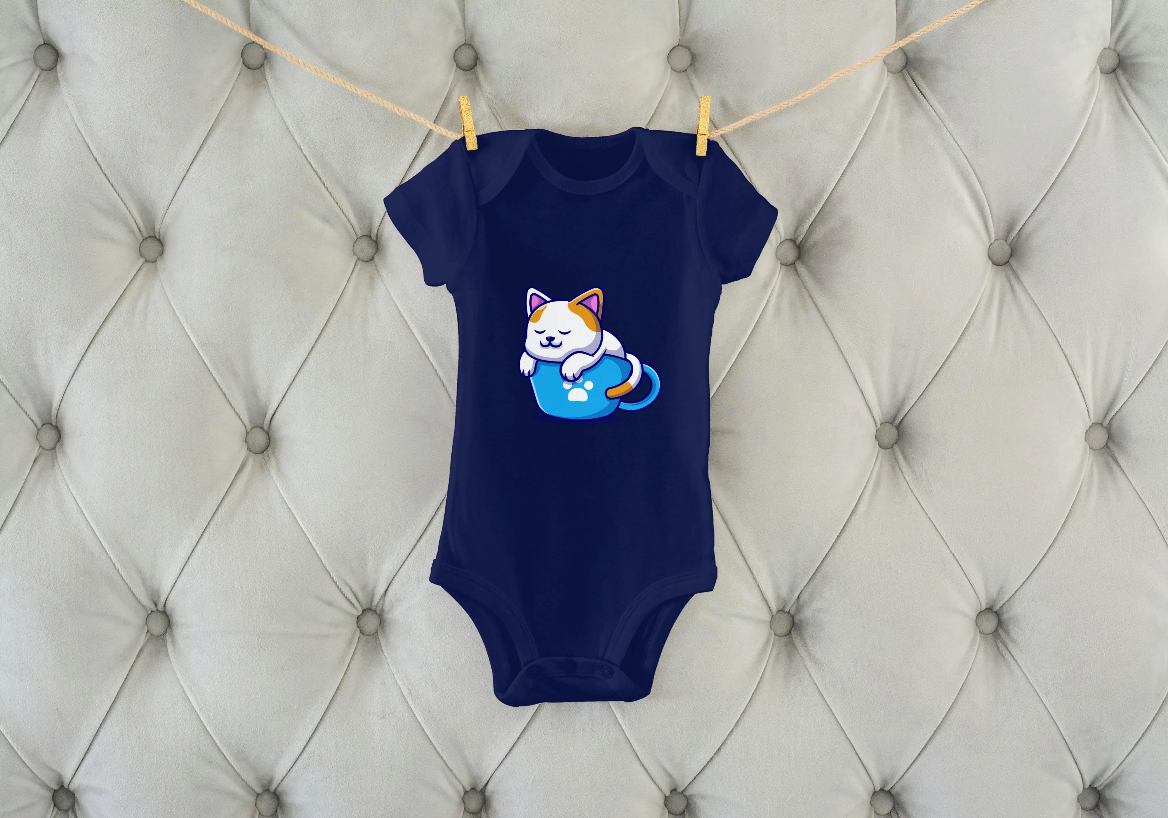 Kitten in Cup Graphic Kids Rompers - Not So Suttle