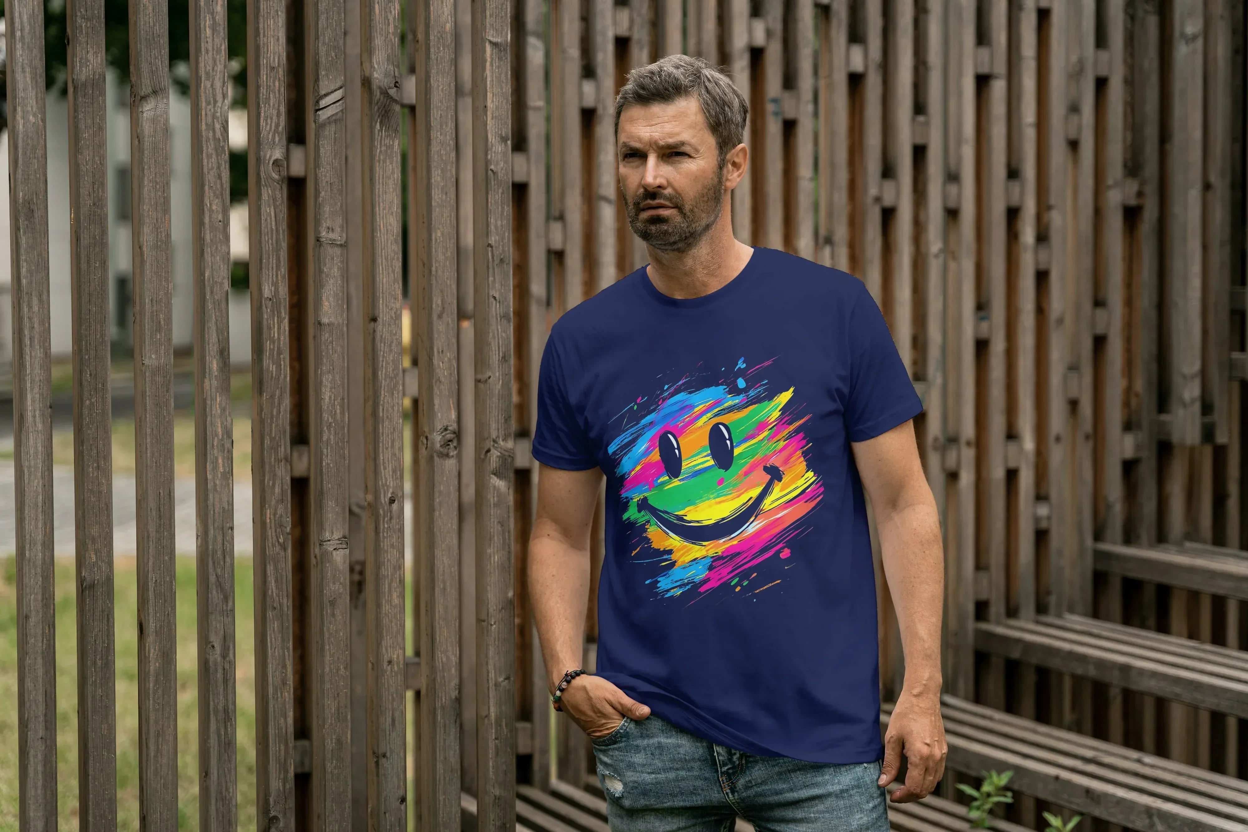 Color Smile Graphic T-Shirt for Men - Not So Suttle