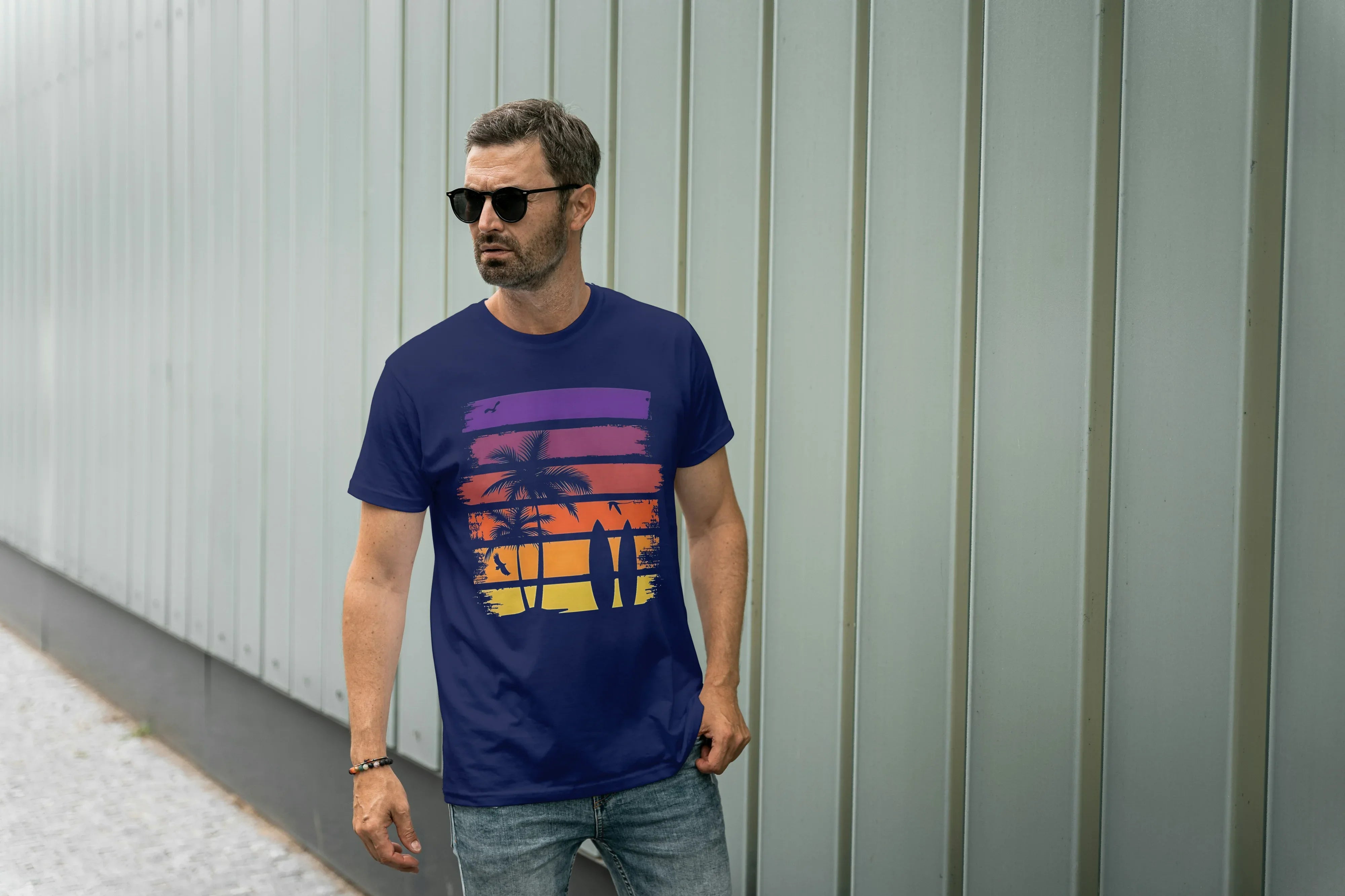 Beach Surf Graphic Classic Crew T-Shirt for Men - Not So Suttle