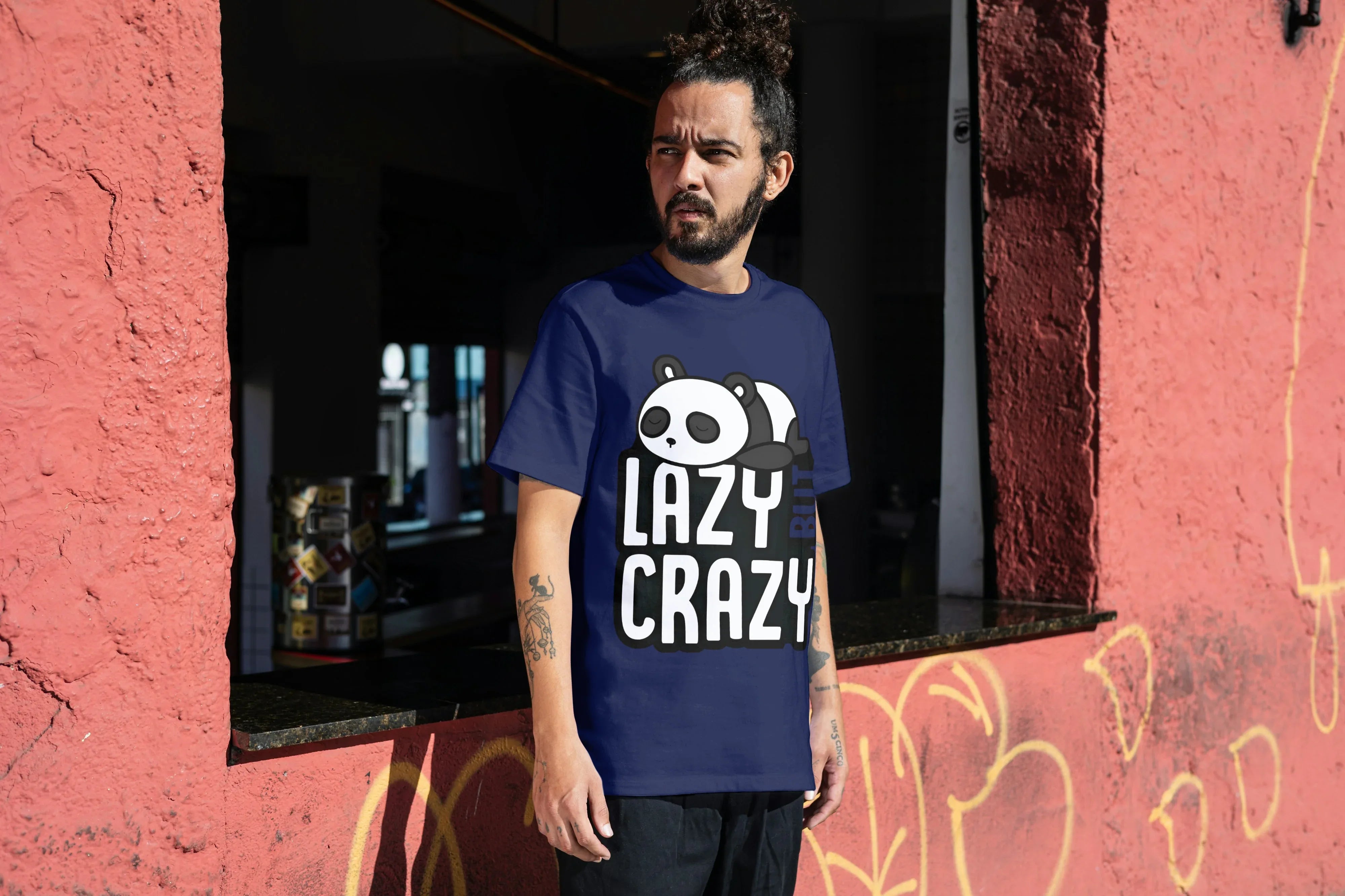 Lazy But Crazy Graphic Oversized Classic T-Shirt for Men - Not So Suttle