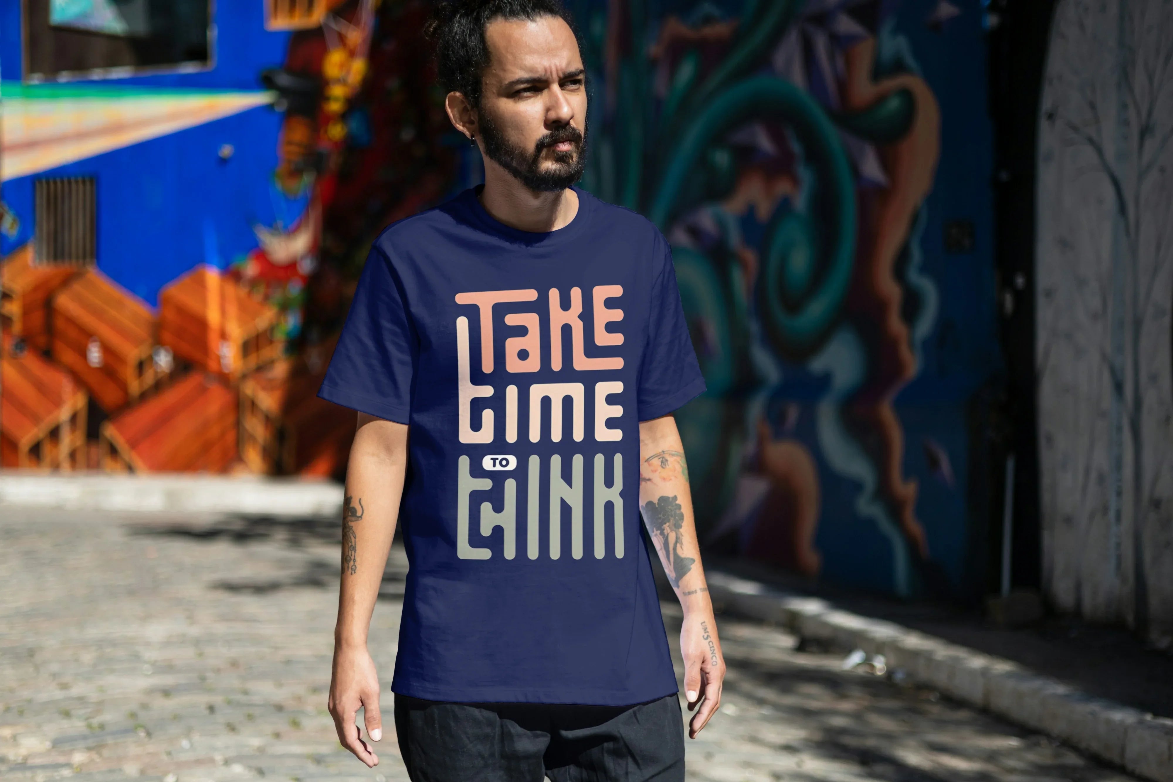Take Time to Think Graphic Oversized Classic T-Shirt for Men - Not So Suttle