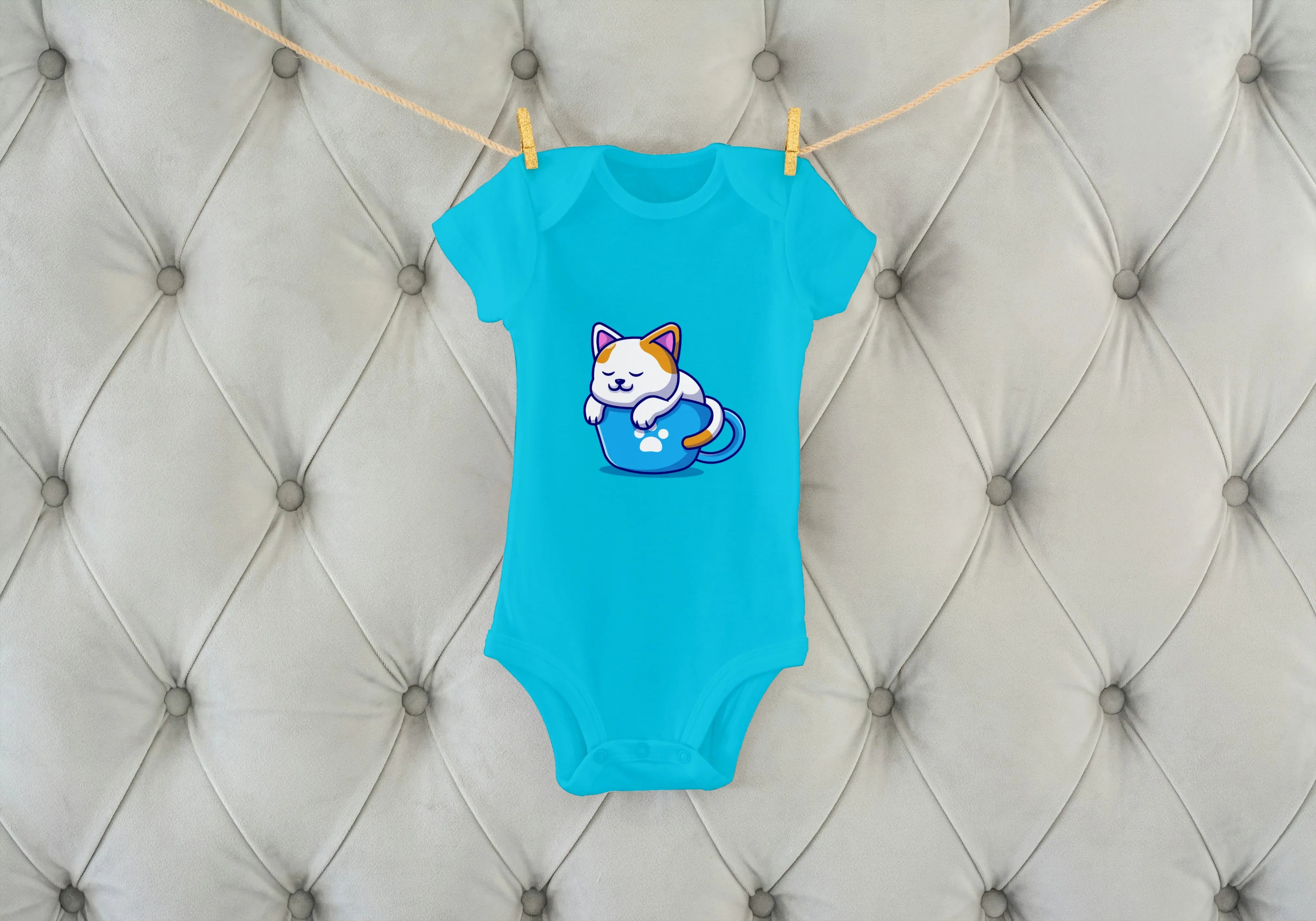 Kitten in Cup Graphic Kids Rompers - Not So Suttle