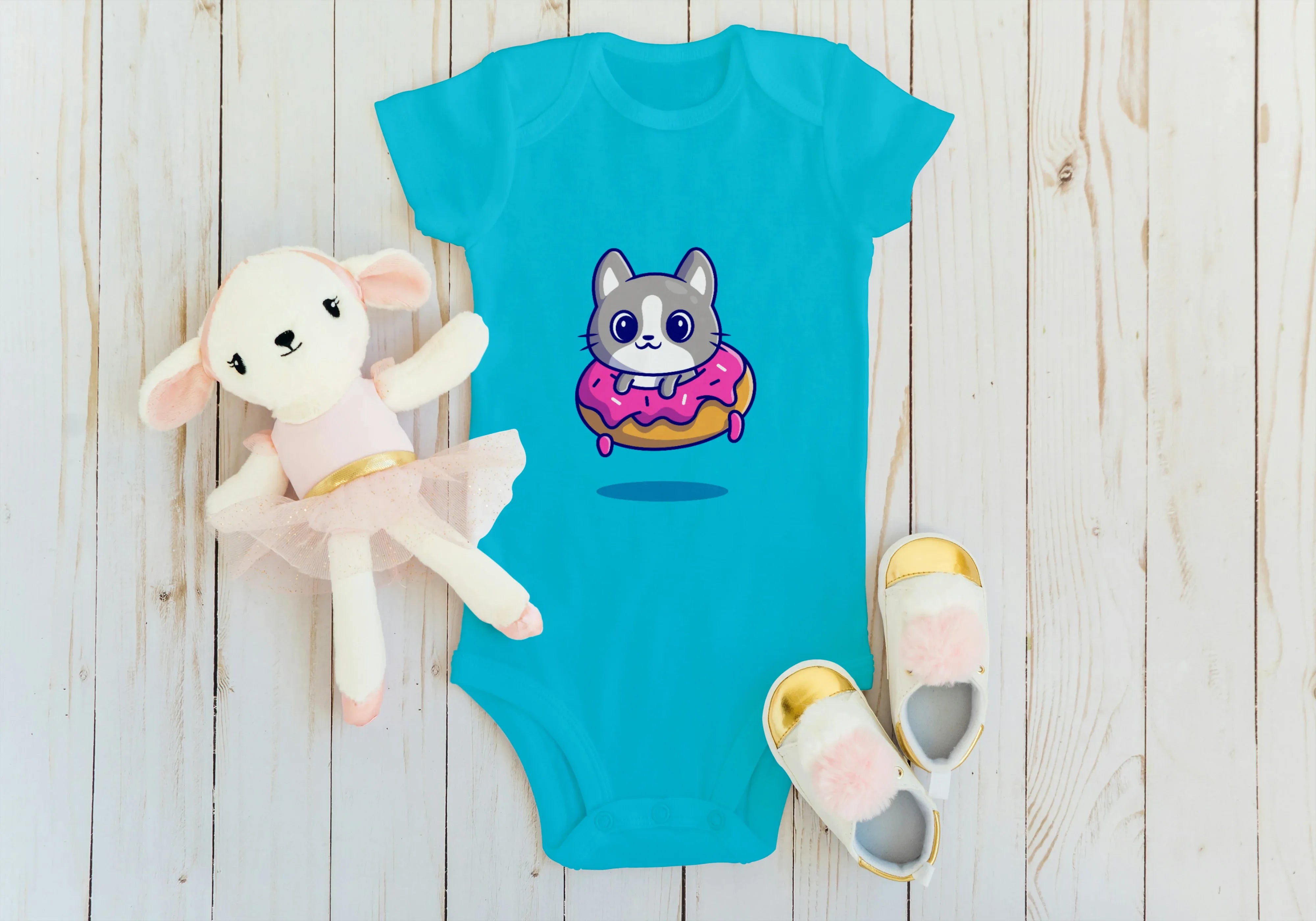 Kitten and Donut Graphic Kids Rompers - Not So Suttle