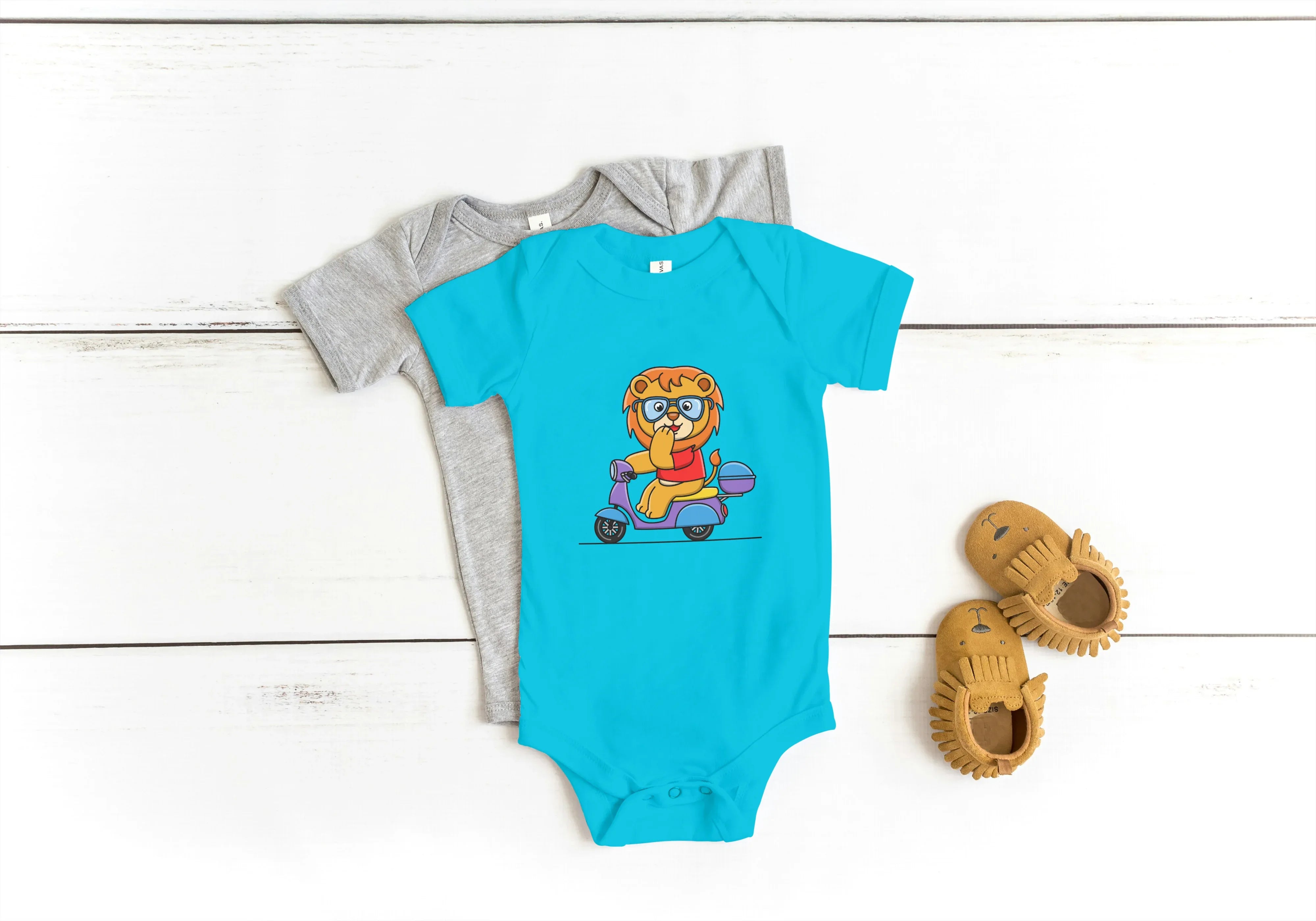 Lion on Scooter Graphic Kids Rompers - Not So Suttle