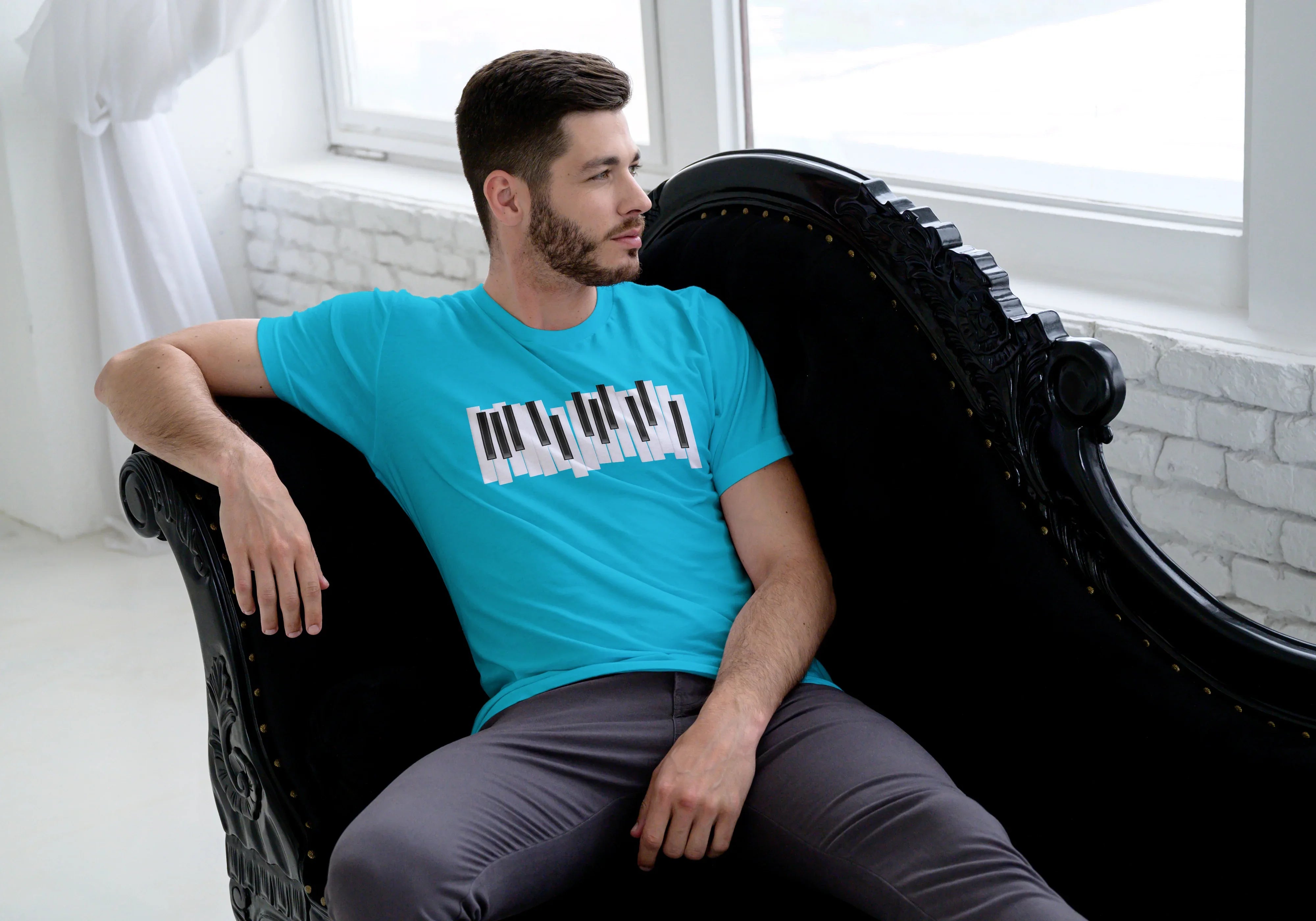 Piano Graphic Classic Crew T-Shirt for Men - Not So Suttle