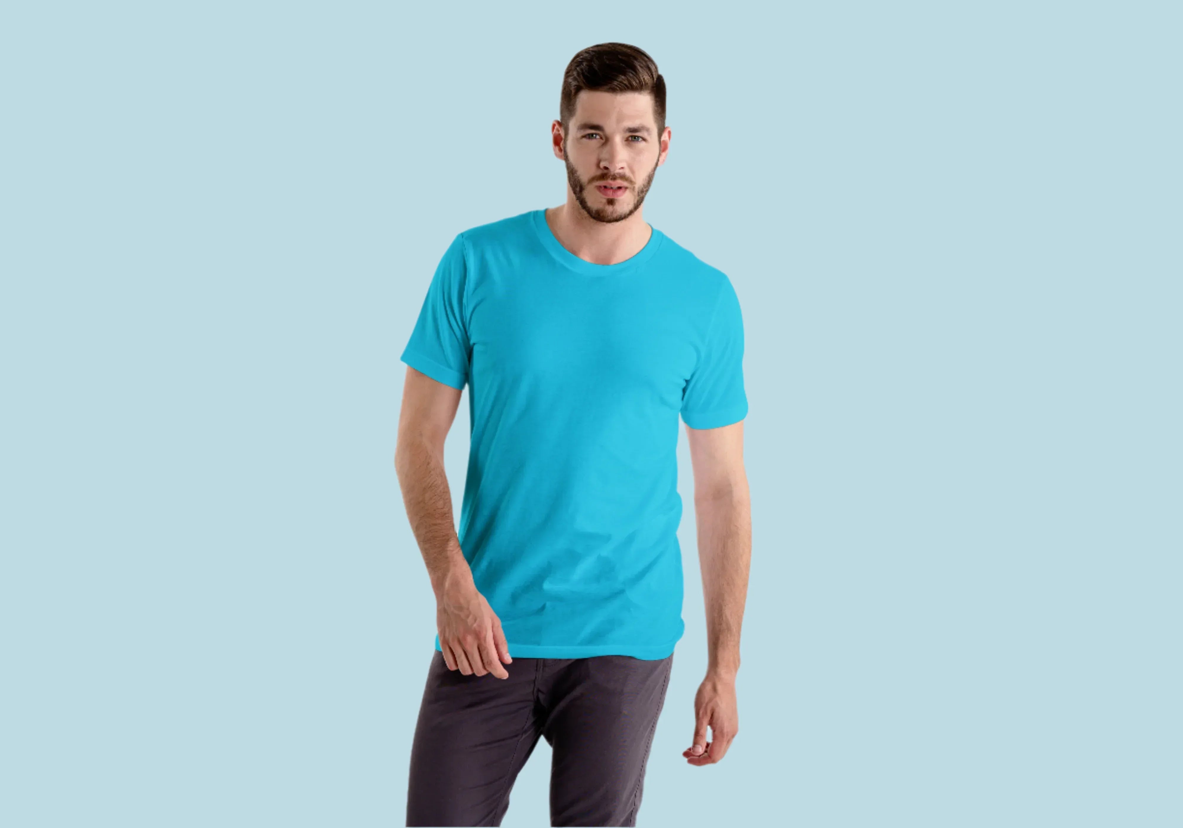 Solid Sky Blue Plus Size Classic Crew T-Shirt for Men - Not So Suttle