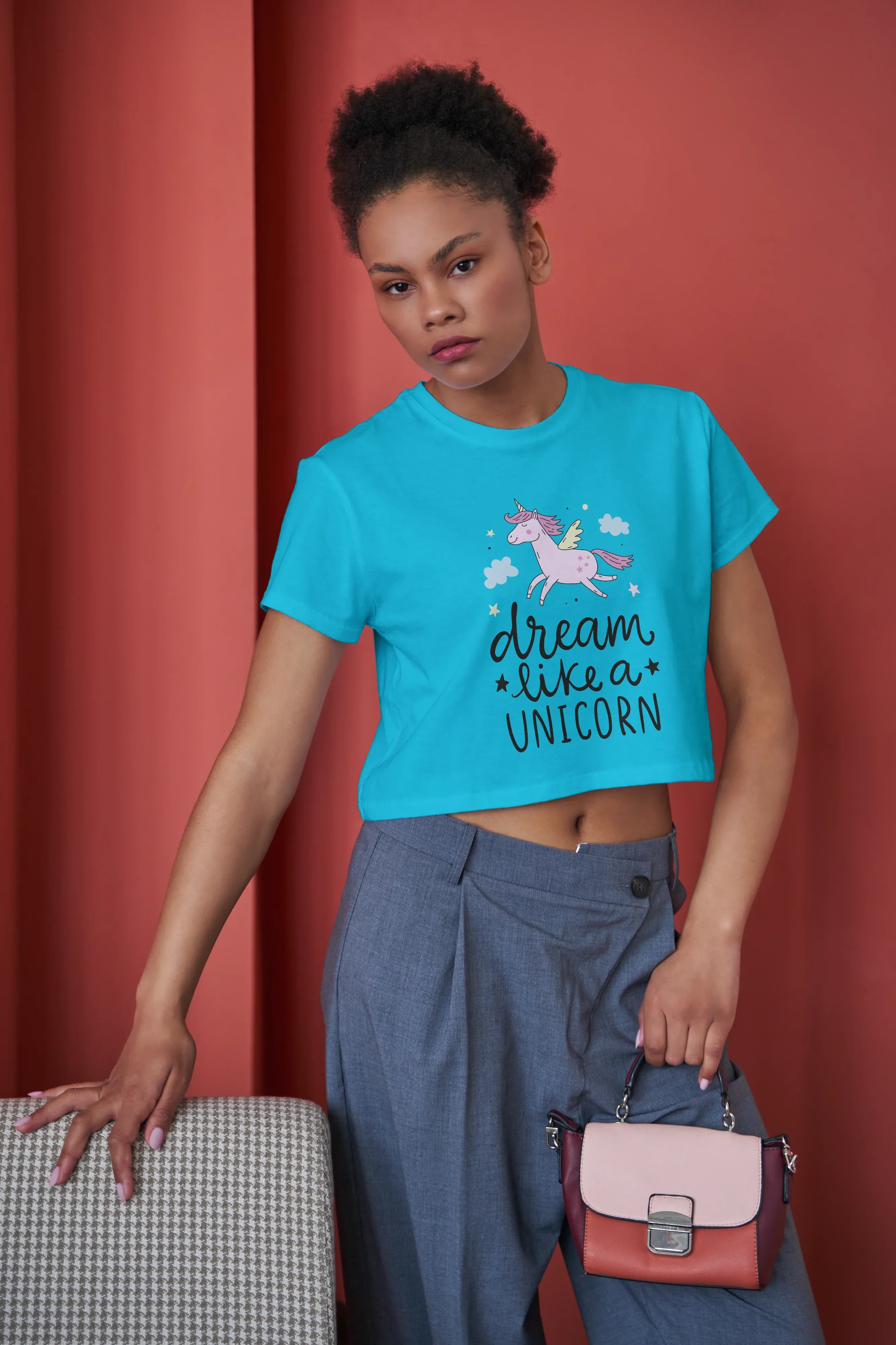 Dream Lika a Unicorn Graphic Crop Top for Women - Not So Suttle