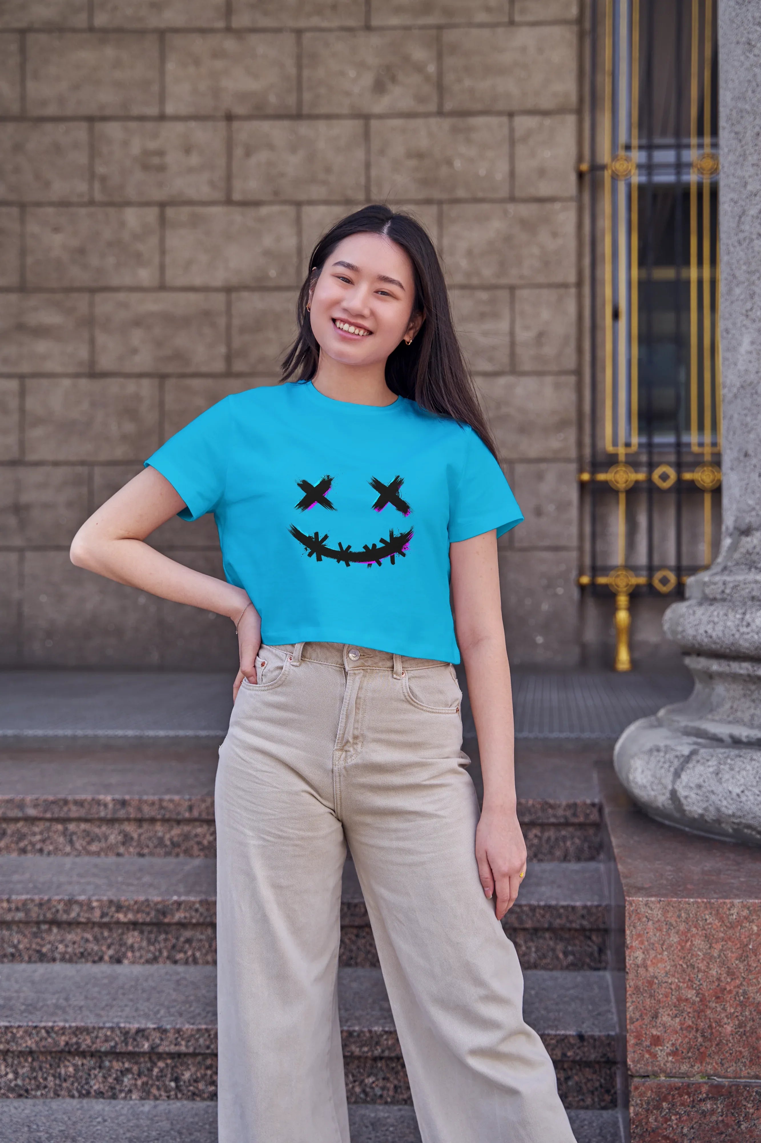 Monster Smile Graphic Crop Top for Women - Not So Suttle