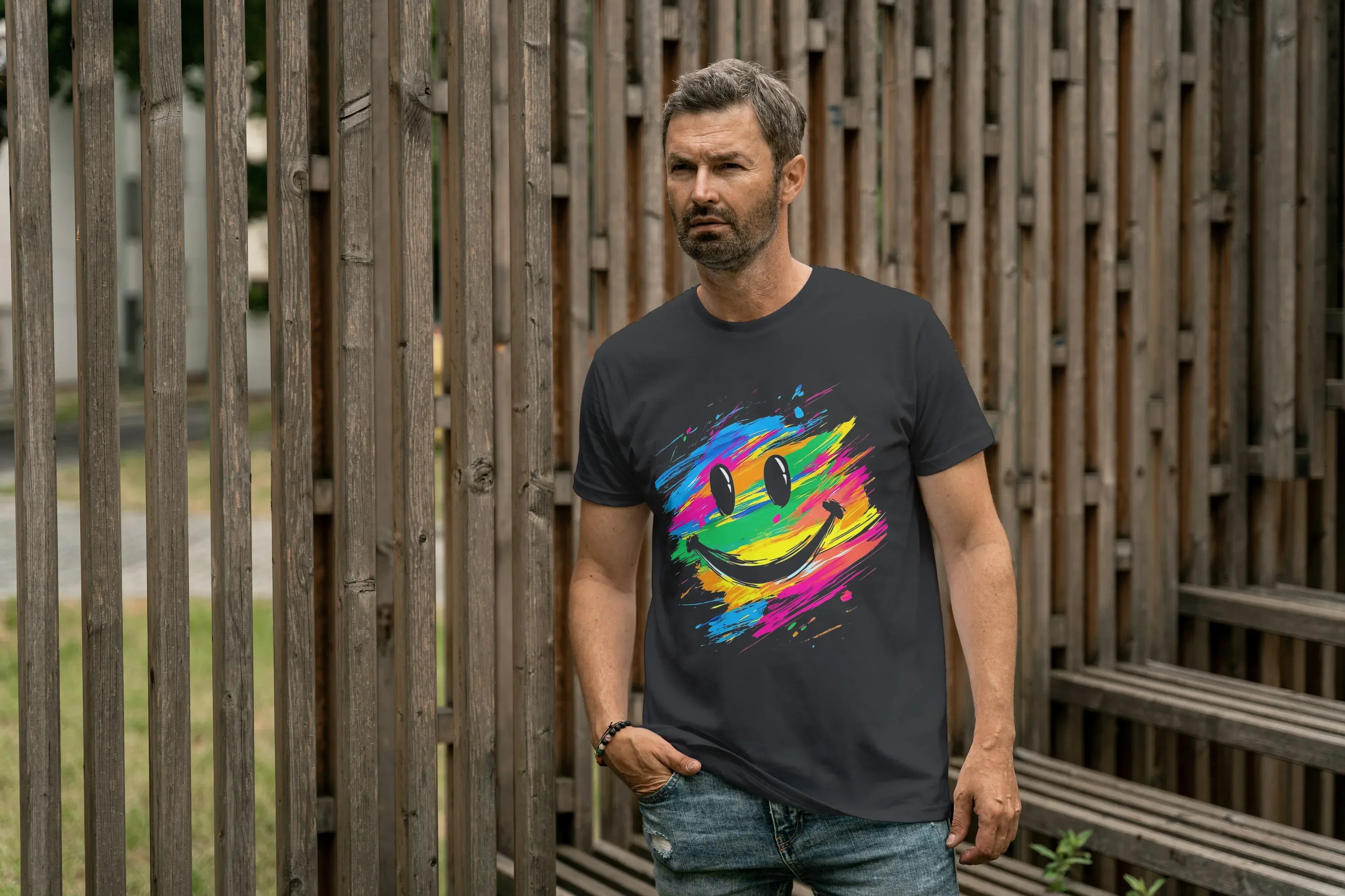 Color Smile Graphic T-Shirt for Men - Not So Suttle