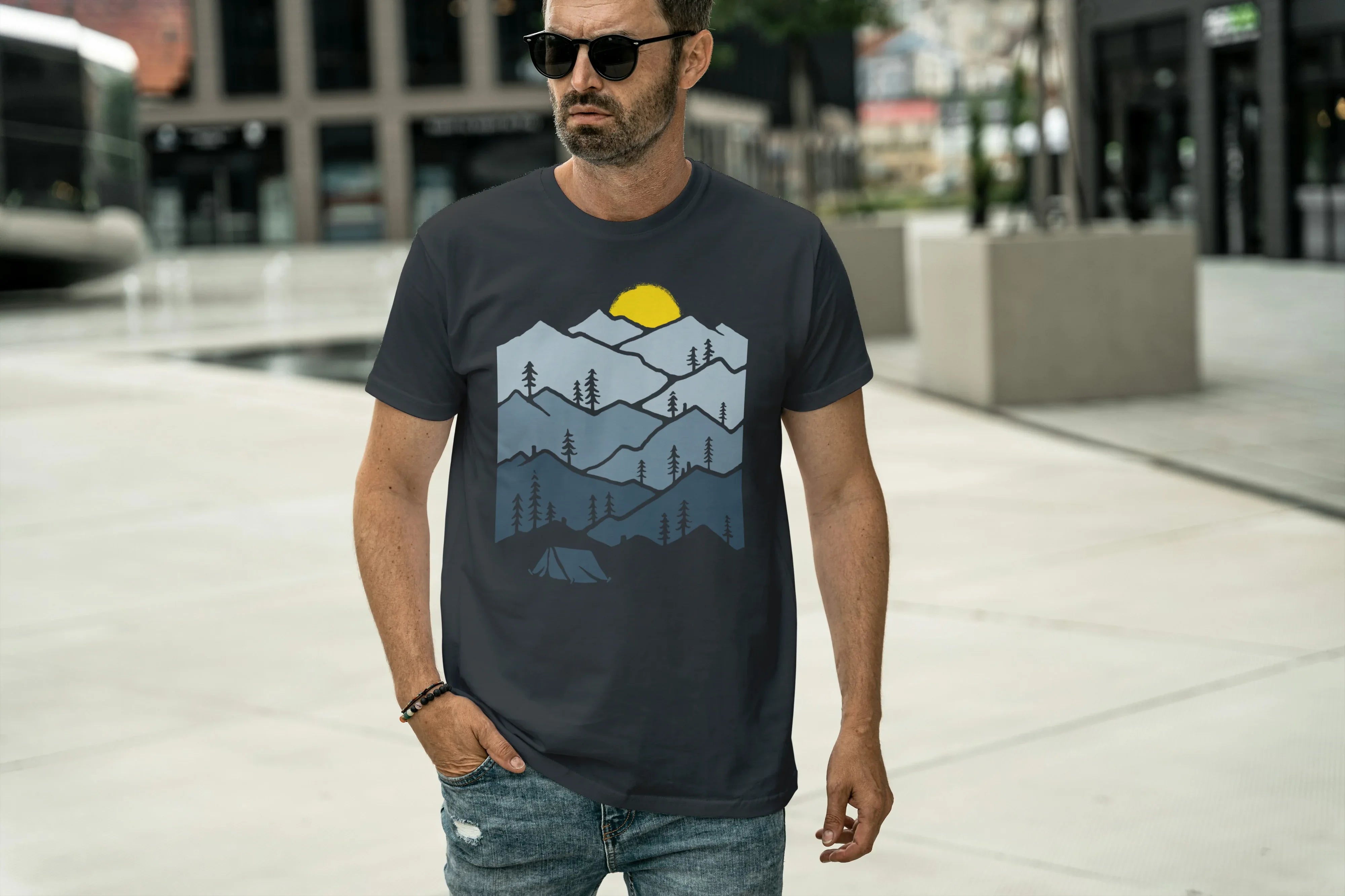 Mountains Graphic Classic Crew T-Shirt for Men - Not So Suttle