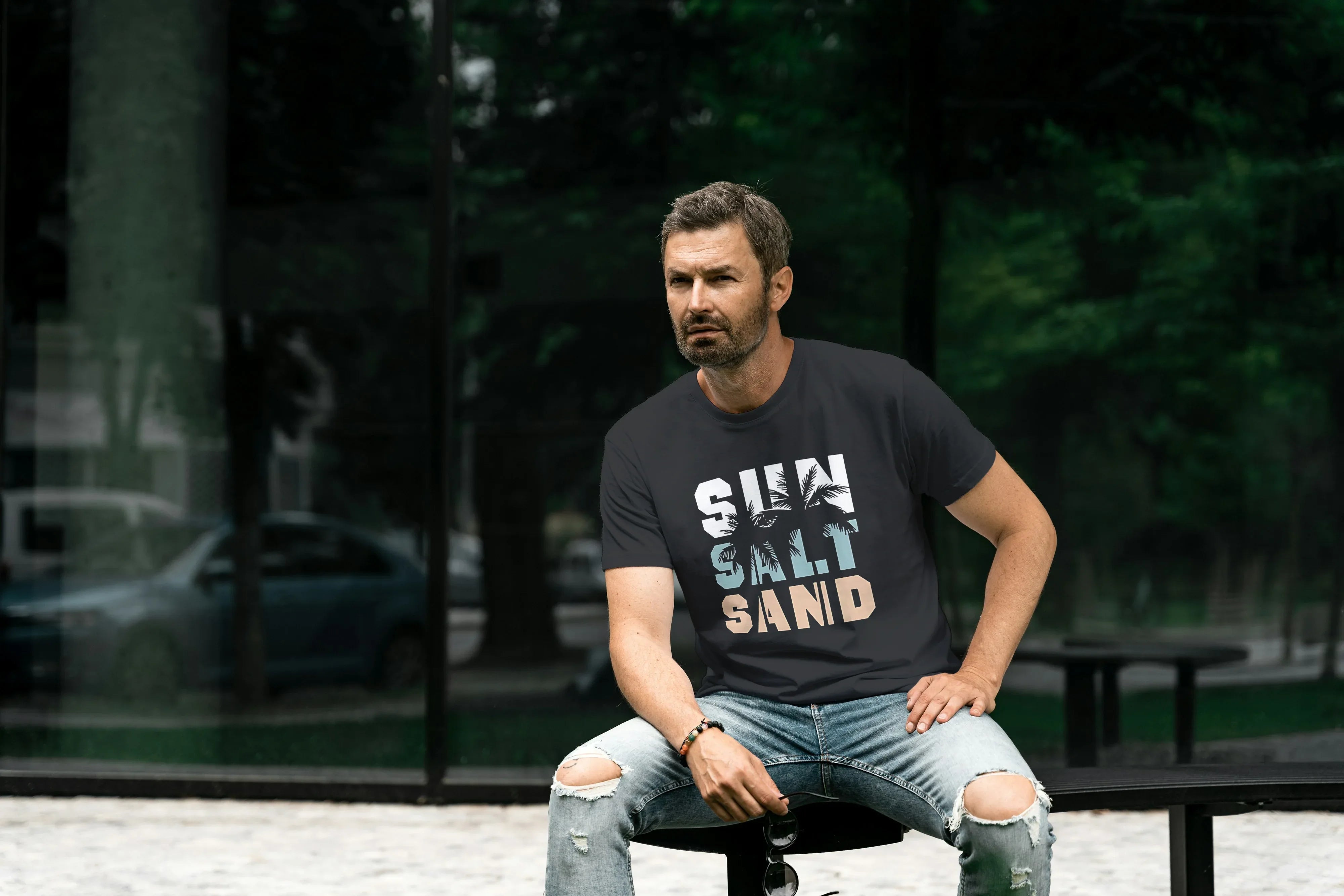 Sun Salt Sand Graphic Classic Crew T-Shirt for Men - Not So Suttle