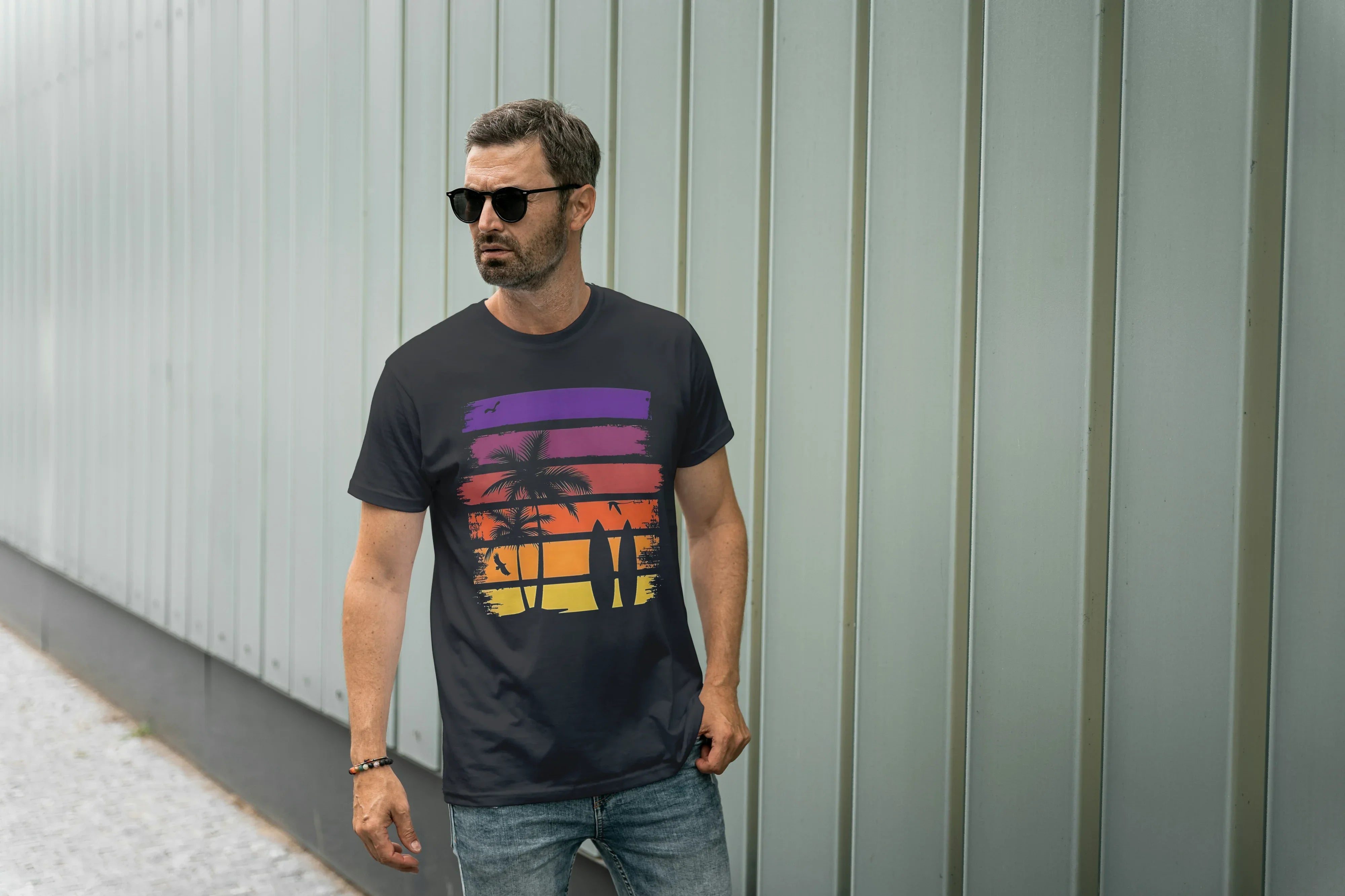 Beach Surf Graphic Classic Crew T-Shirt for Men - Not So Suttle