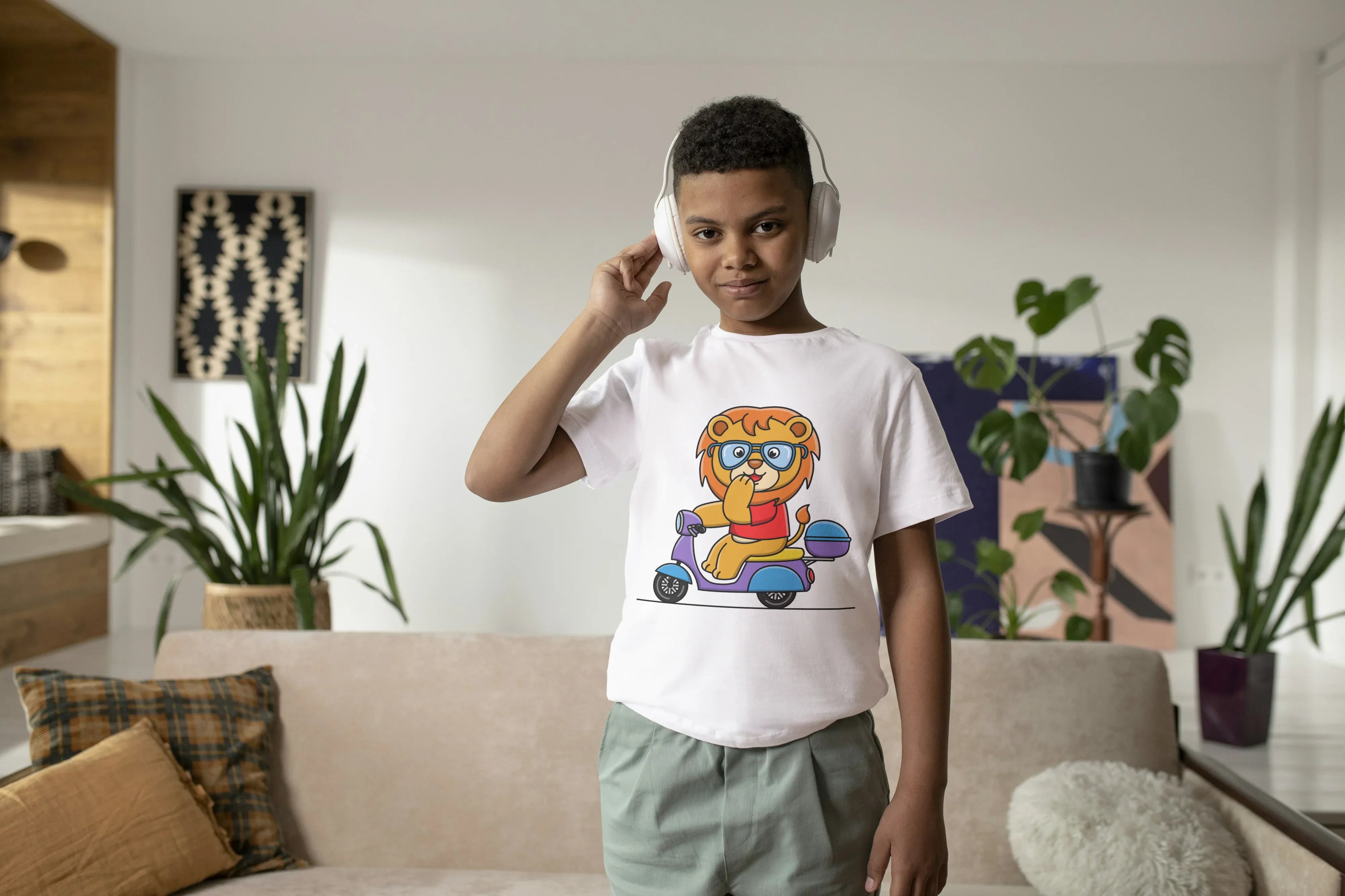 Lion on Scooter Graphic T-Shirt for Boys - Not So Suttle