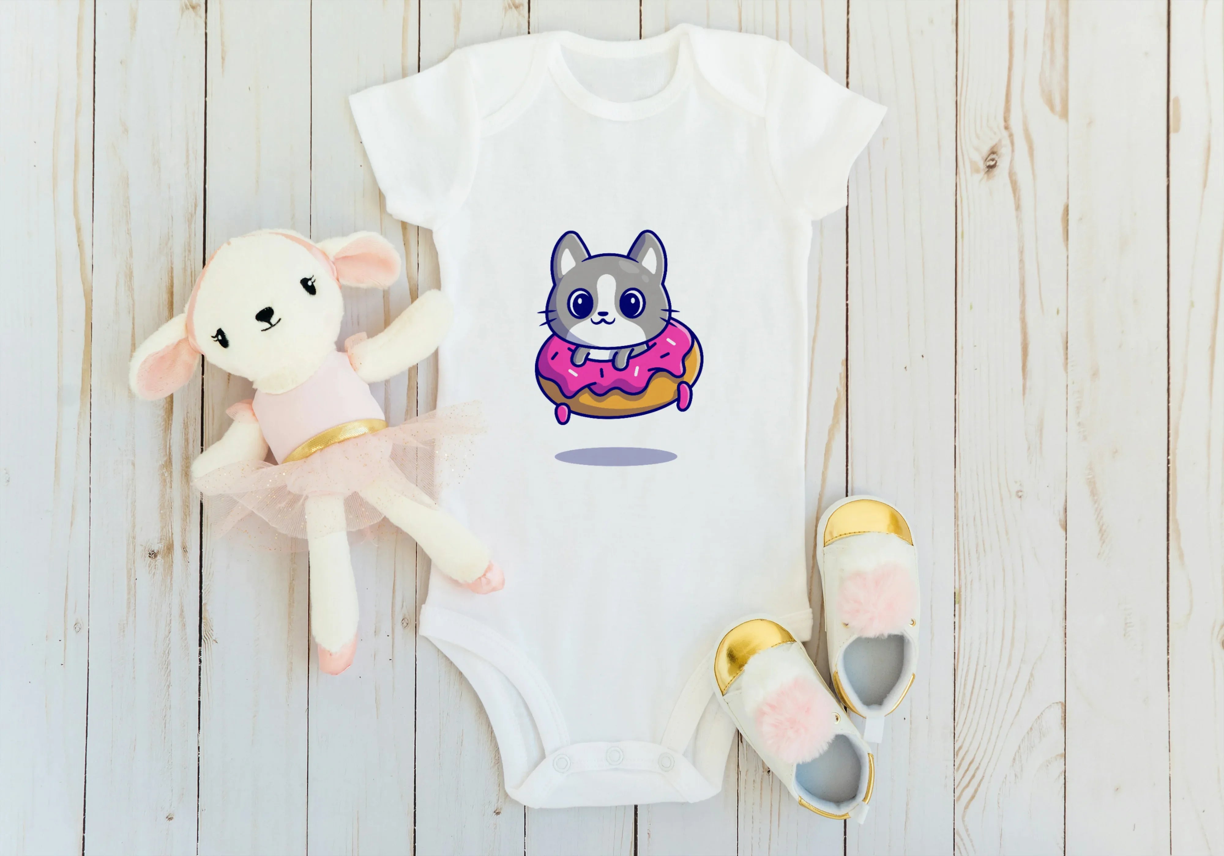 Kitten and Donut Graphic Kids Rompers - Not So Suttle