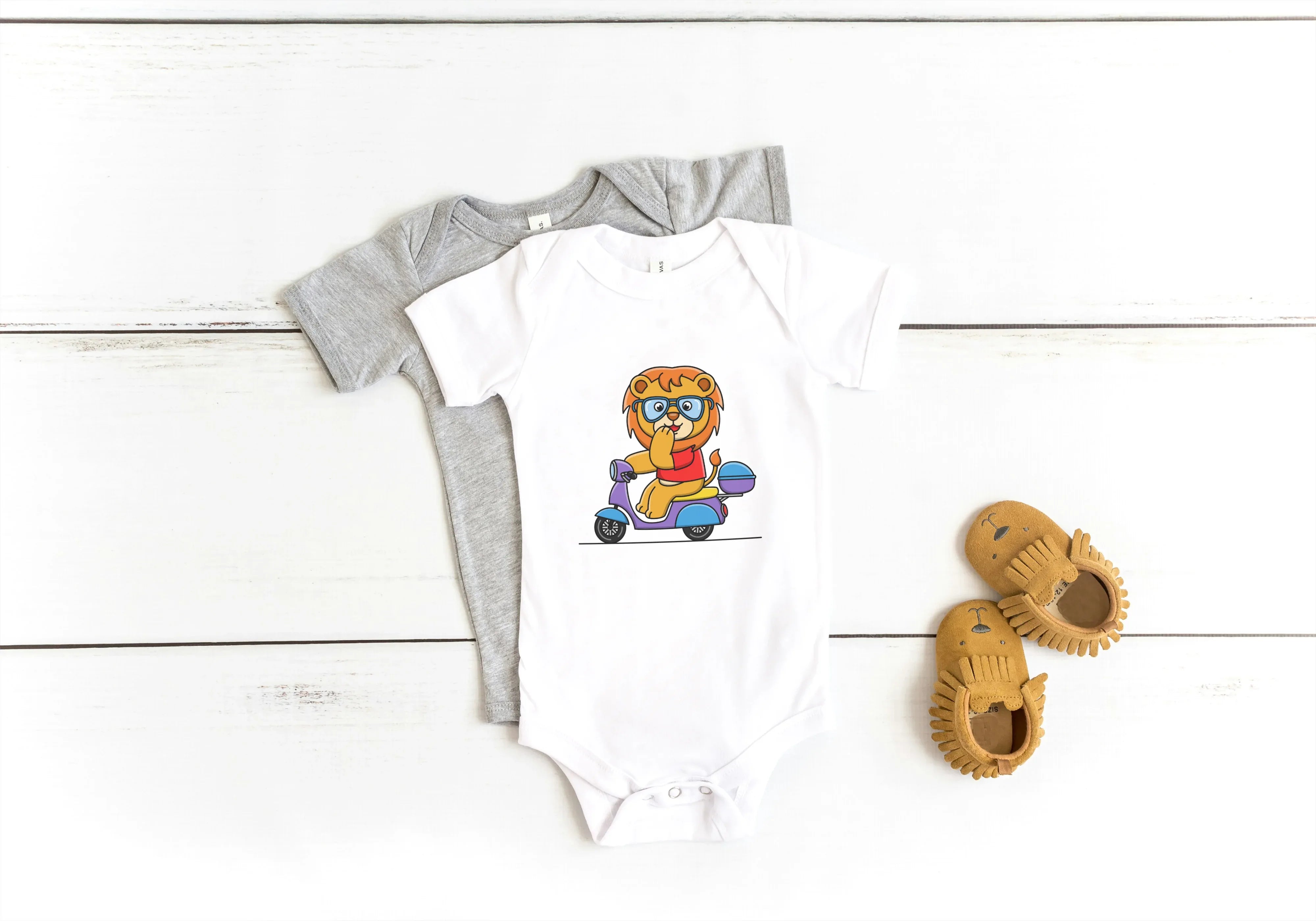 Lion on Scooter Graphic Kids Rompers - Not So Suttle