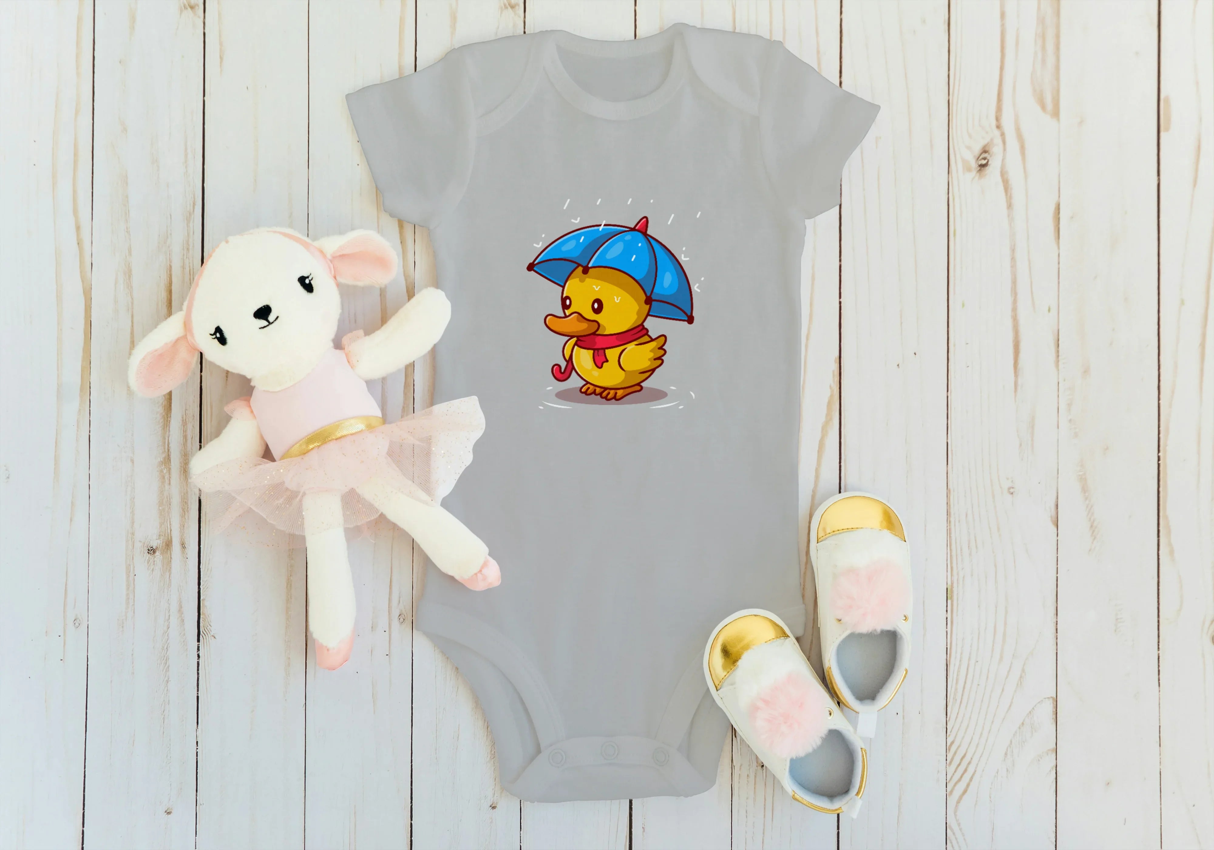 Duck with Umbrella Kids Rompers - Not So Suttle