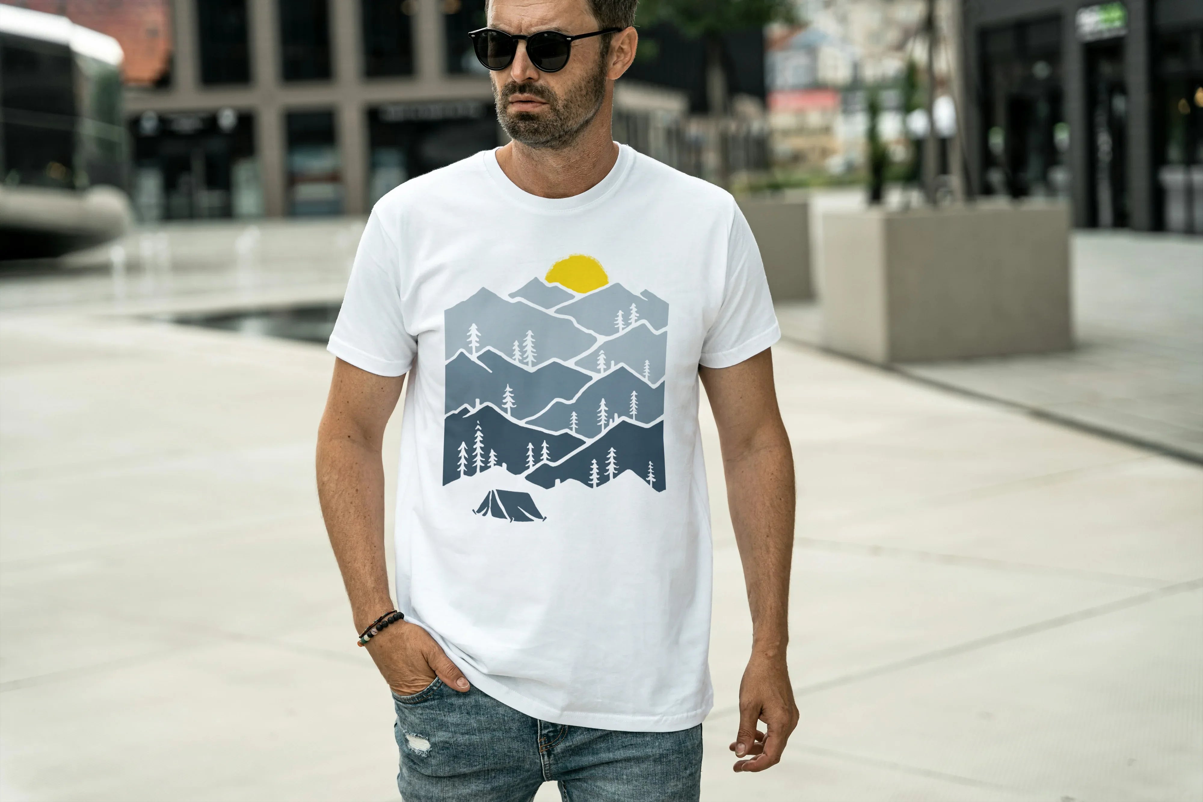 Mountains Graphic Classic Crew T-Shirt for Men - Not So Suttle
