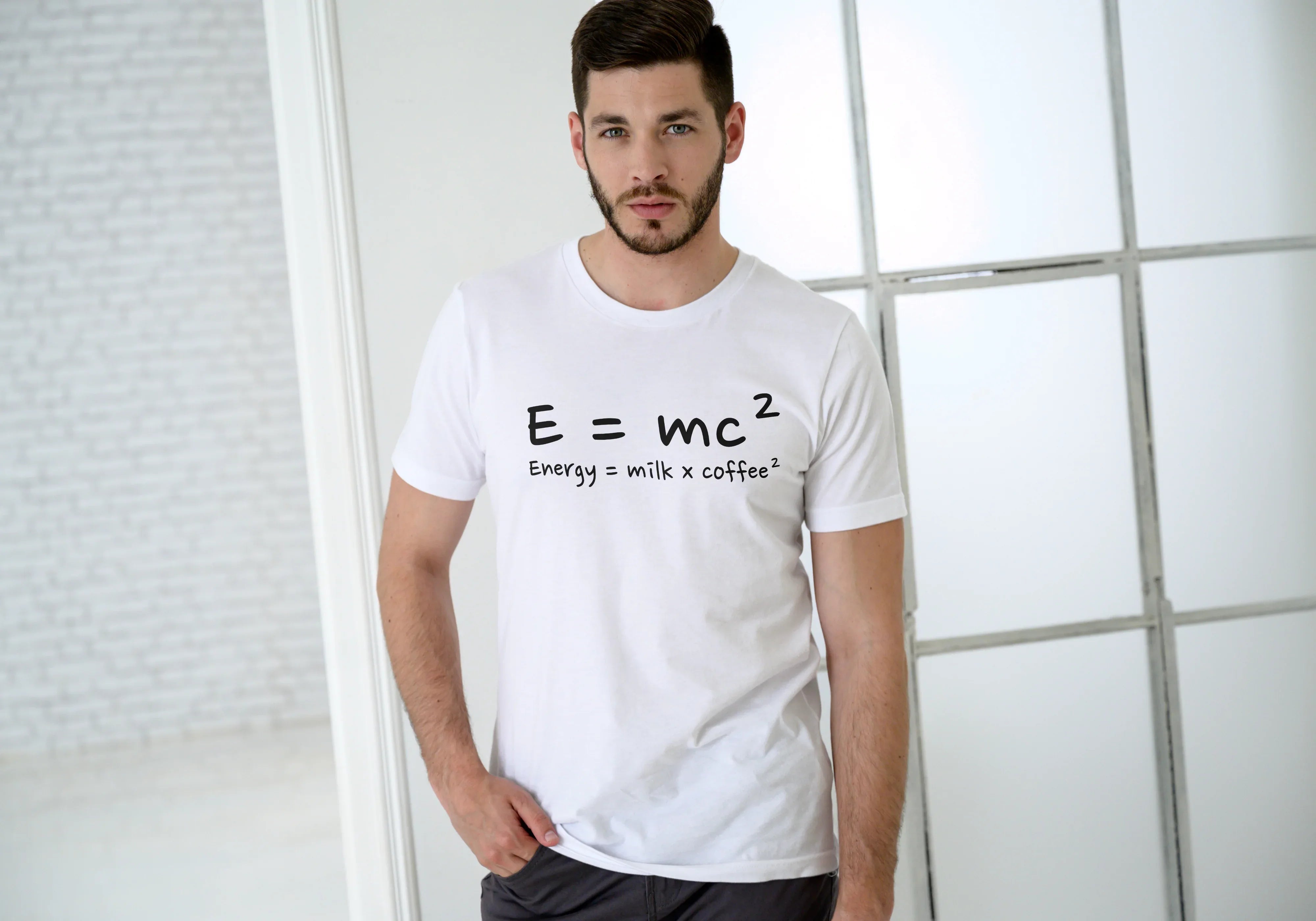 Energy Milk Coffee Graphic Classic Crew T-Shirt for Men - Not So Suttle