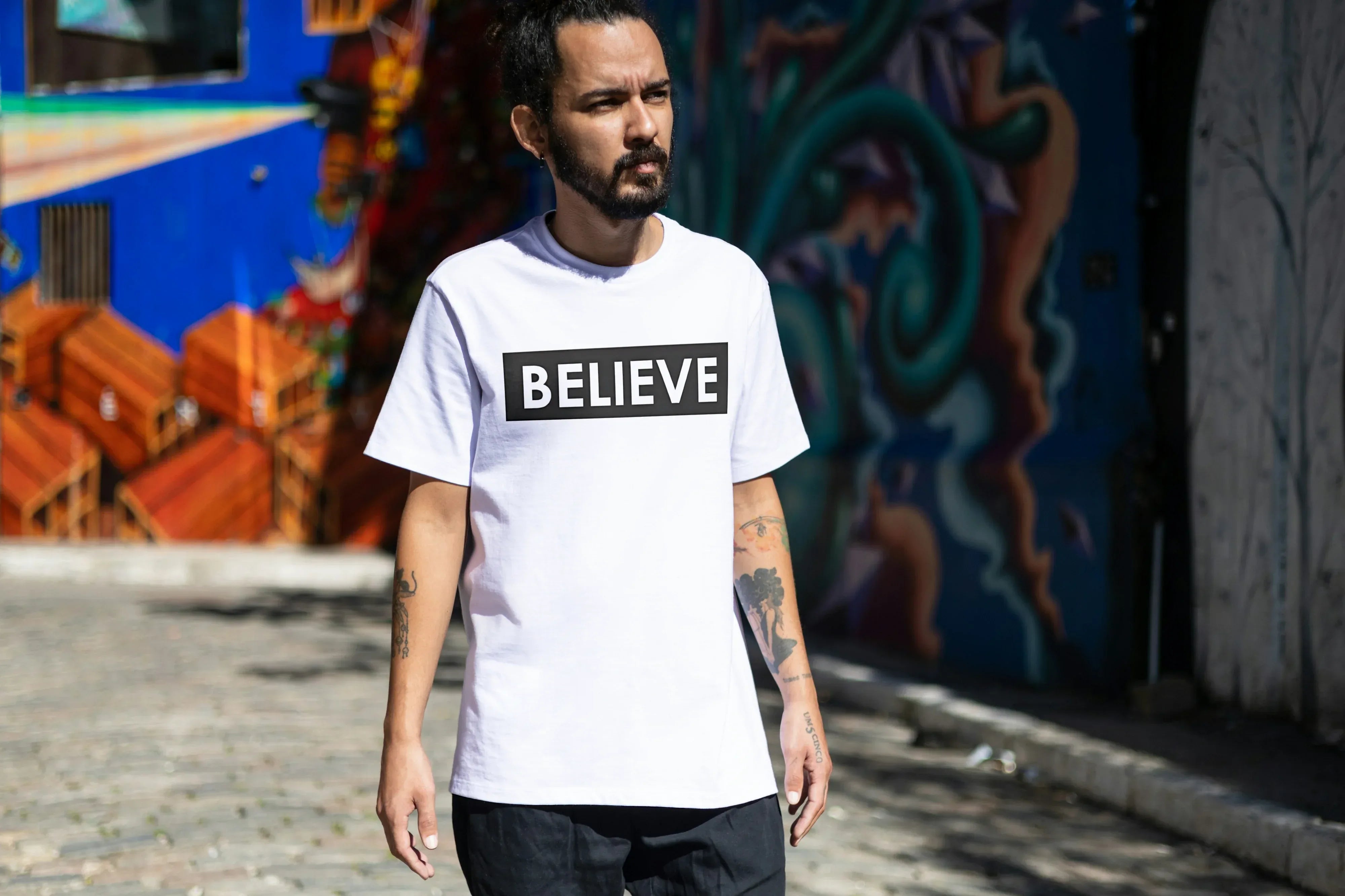 Believe Graphic Oversized Classic T-Shirt for Men - Not So Suttle