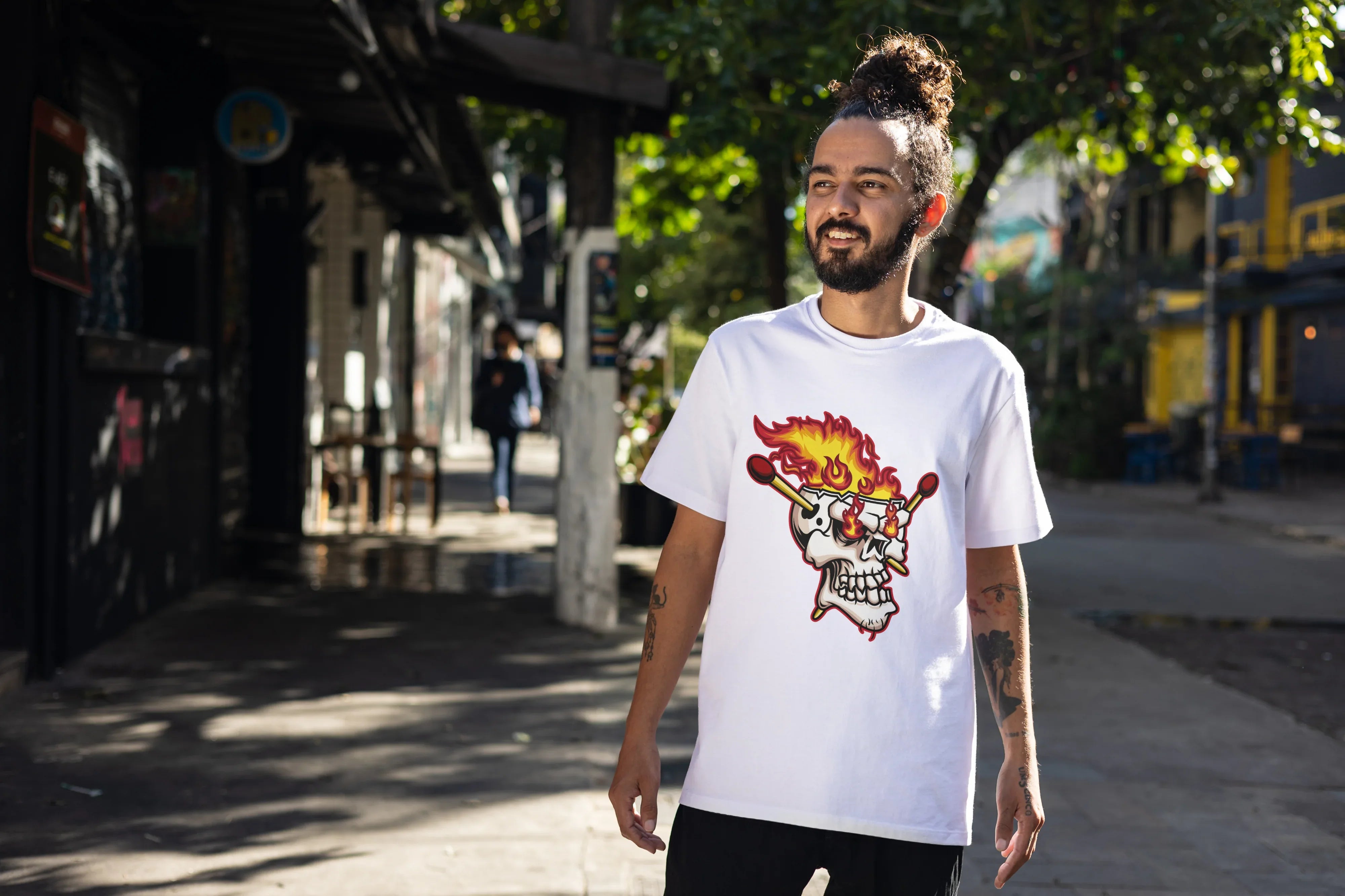 Fiery Skull Graphic Oversized Classic T-Shirt for Men - Not So Suttle