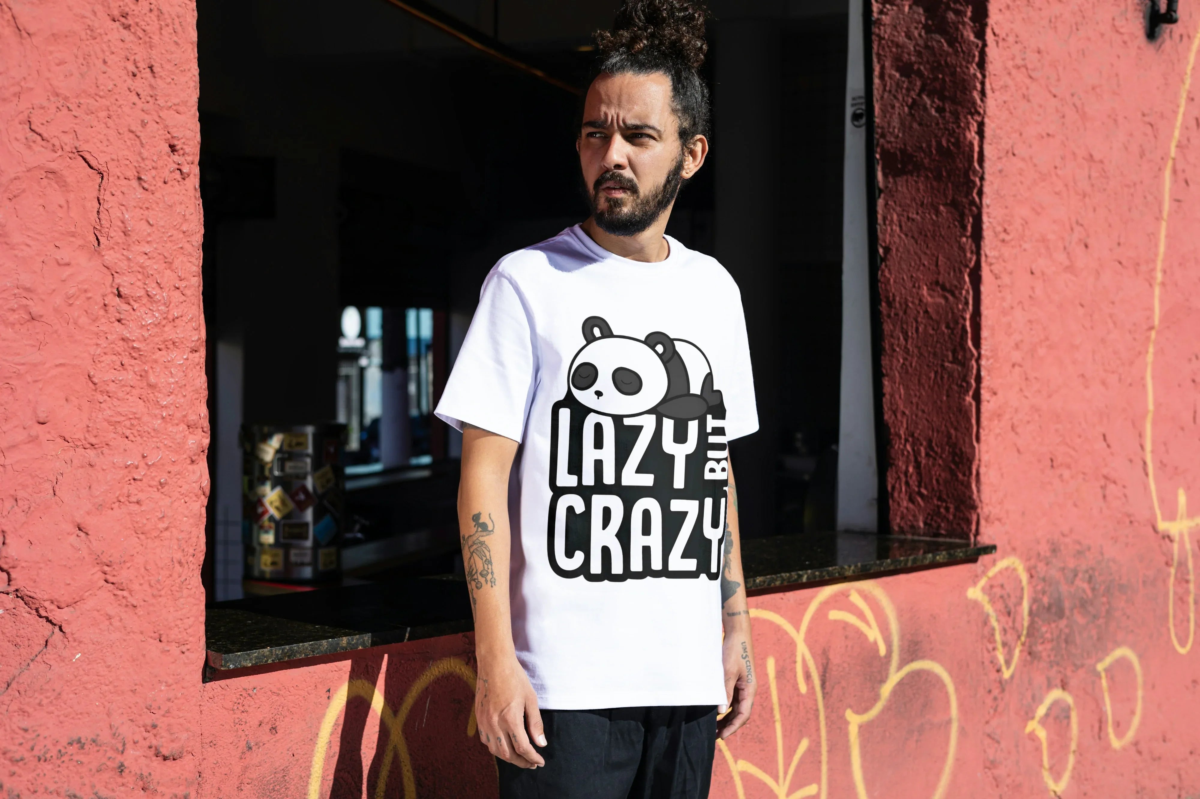 Lazy But Crazy Graphic Oversized Classic T-Shirt for Men - Not So Suttle