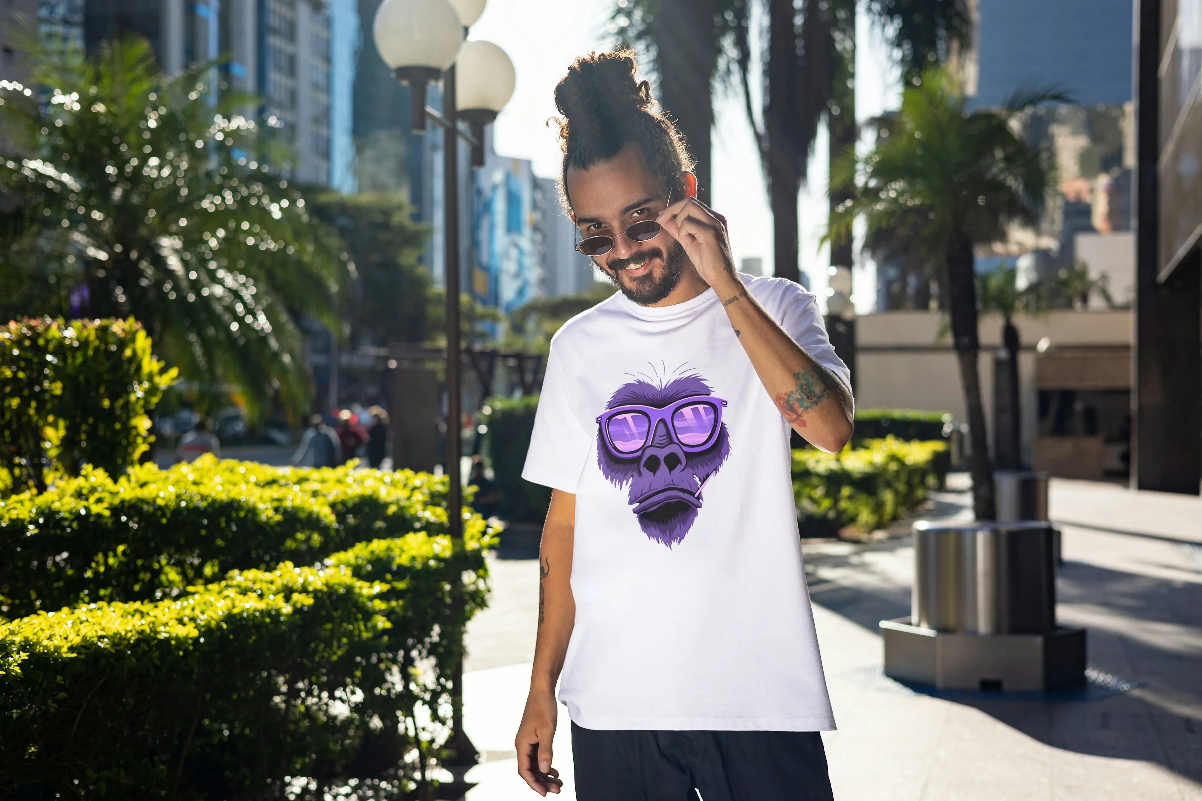 Purple Gorilla Graphic Oversized Classic T-Shirt for Men - Not So Suttle