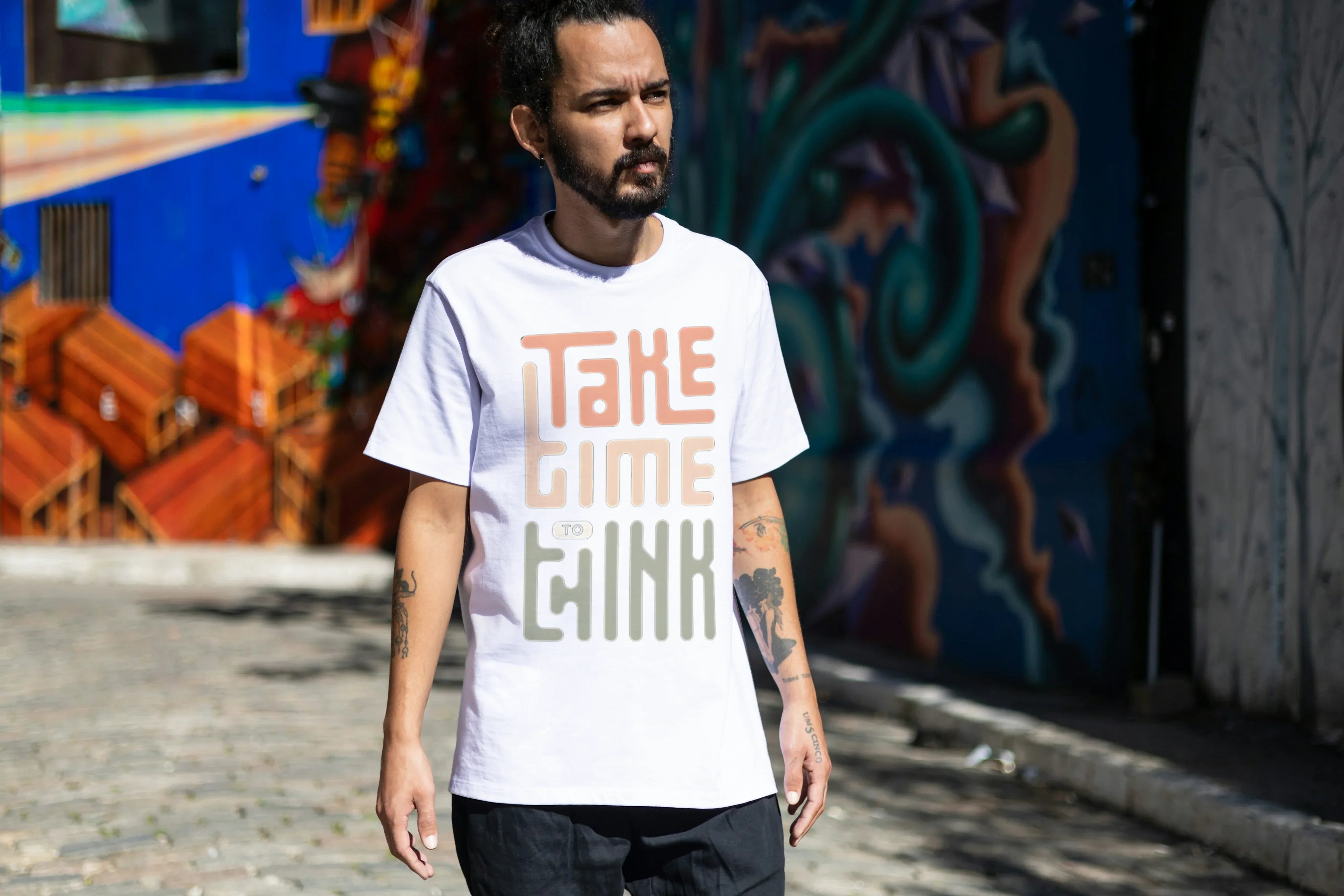 Take Time to Think Graphic Oversized Classic T-Shirt for Men - Not So Suttle