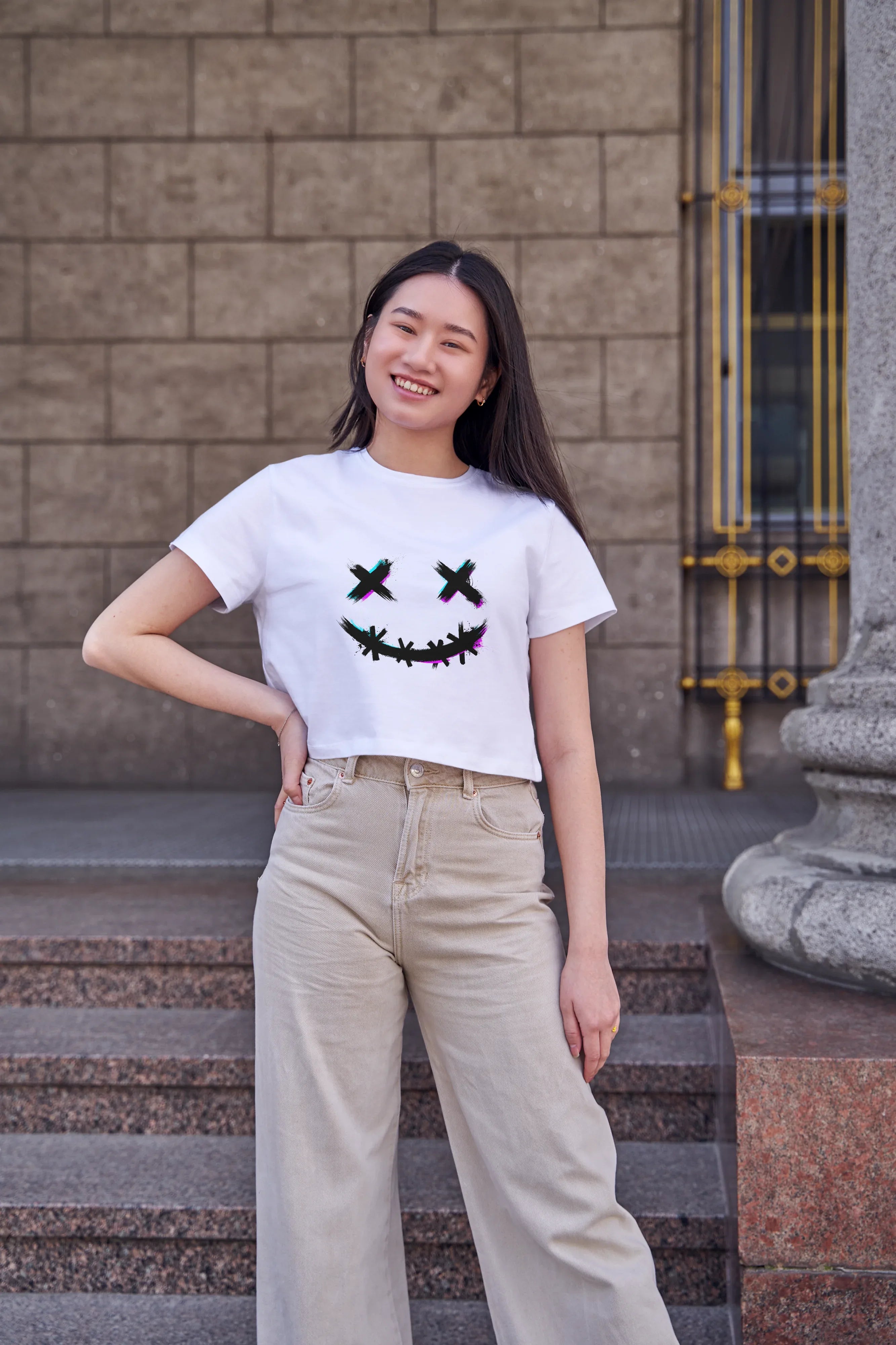 Monster Smile Graphic Crop Top for Women - Not So Suttle